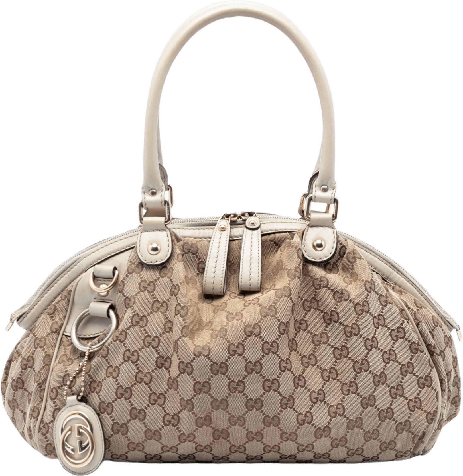 Gucci Gg Canvas Sukey Satchel, från Luxclusif, i färgen beige.