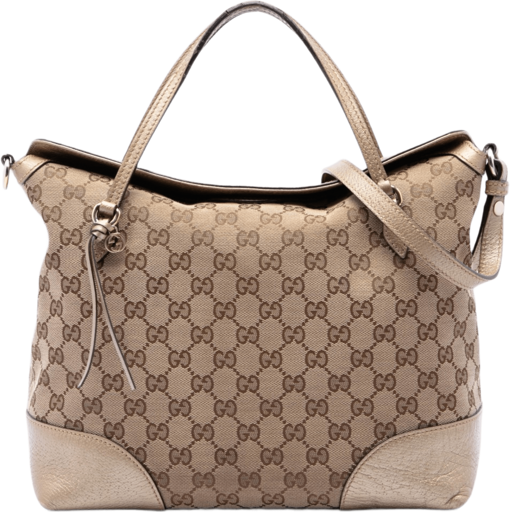 Gucci Medium Gg Canvas Bree Fold Over Tote, från Luxclusif, i färgen beige.