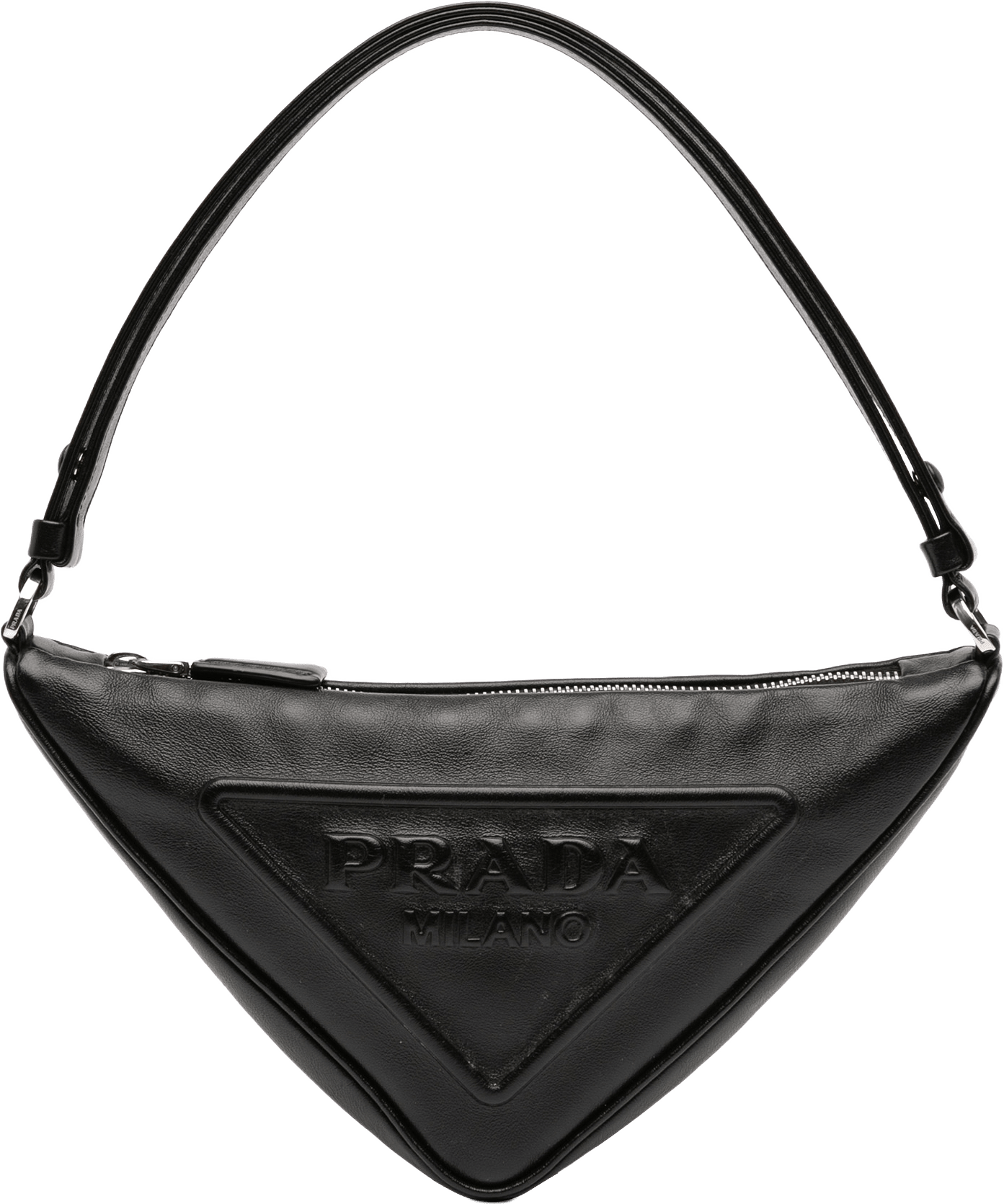 Prada Grace Lux Triangle Satchel, från Luxclusif, i färgen black.