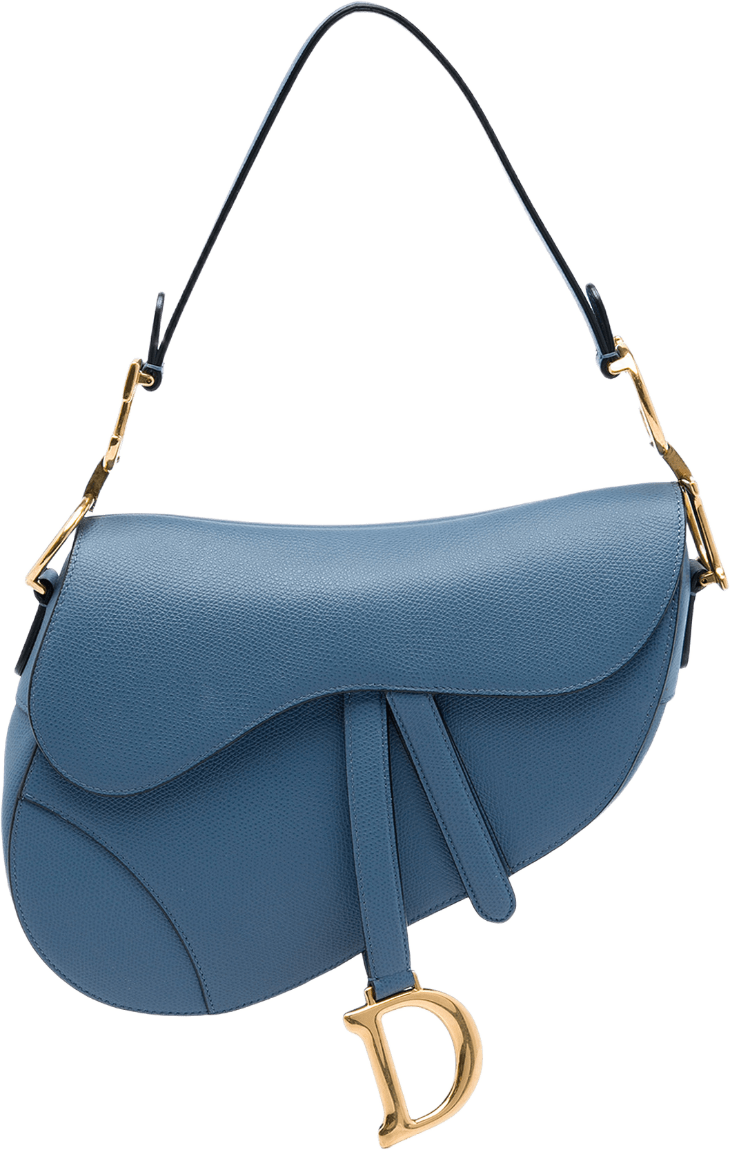 Dior Grained Calfskin Saddle Bag, från Luxclusif, i färgen blå.