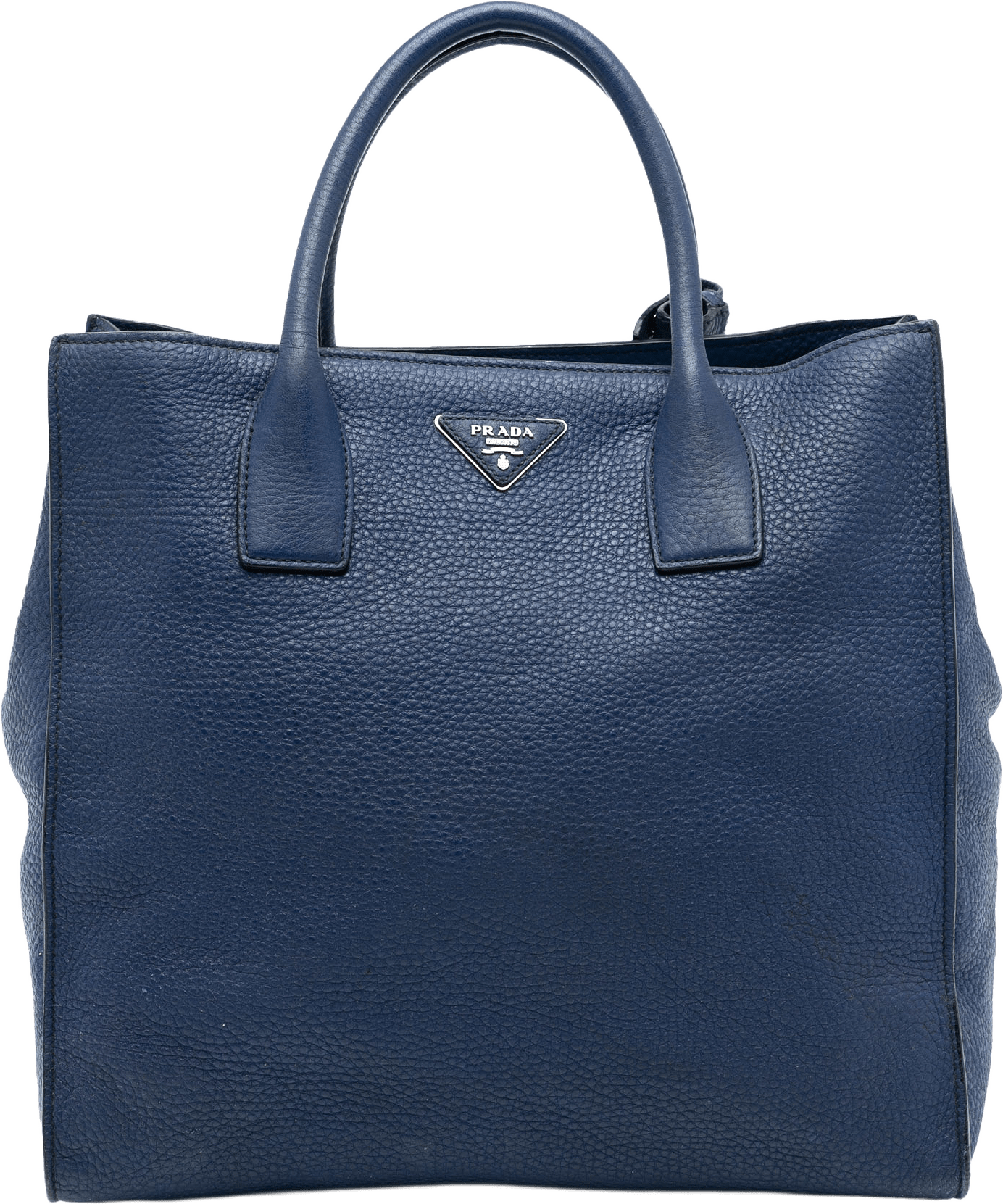 Prada Vitello Daino Open Convertible Tote, från Luxclusif, i färgen dark blue.