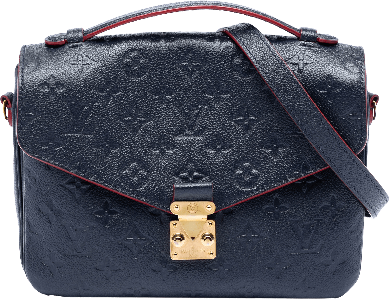 Louis Vuitton Monogram Empreinte Pochette Metis, från Luxclusif, i färgen navy.