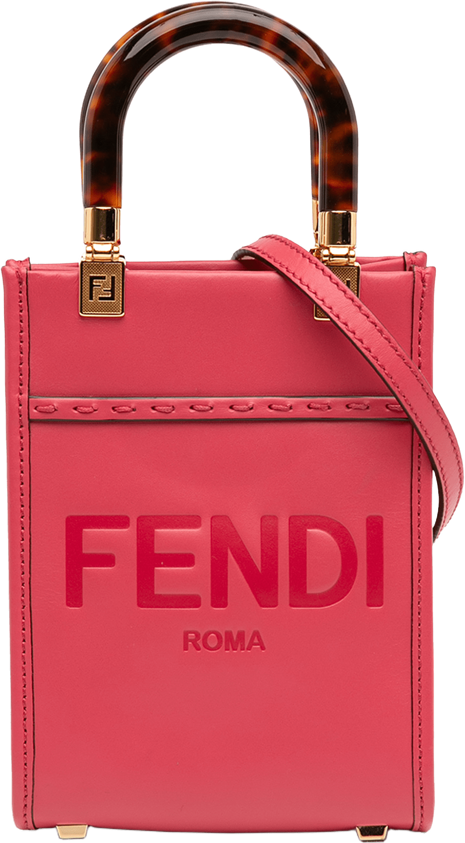 Fendi Mini Leather Sunshine Shopper Tote, från Luxclusif, i färgen dark pink.