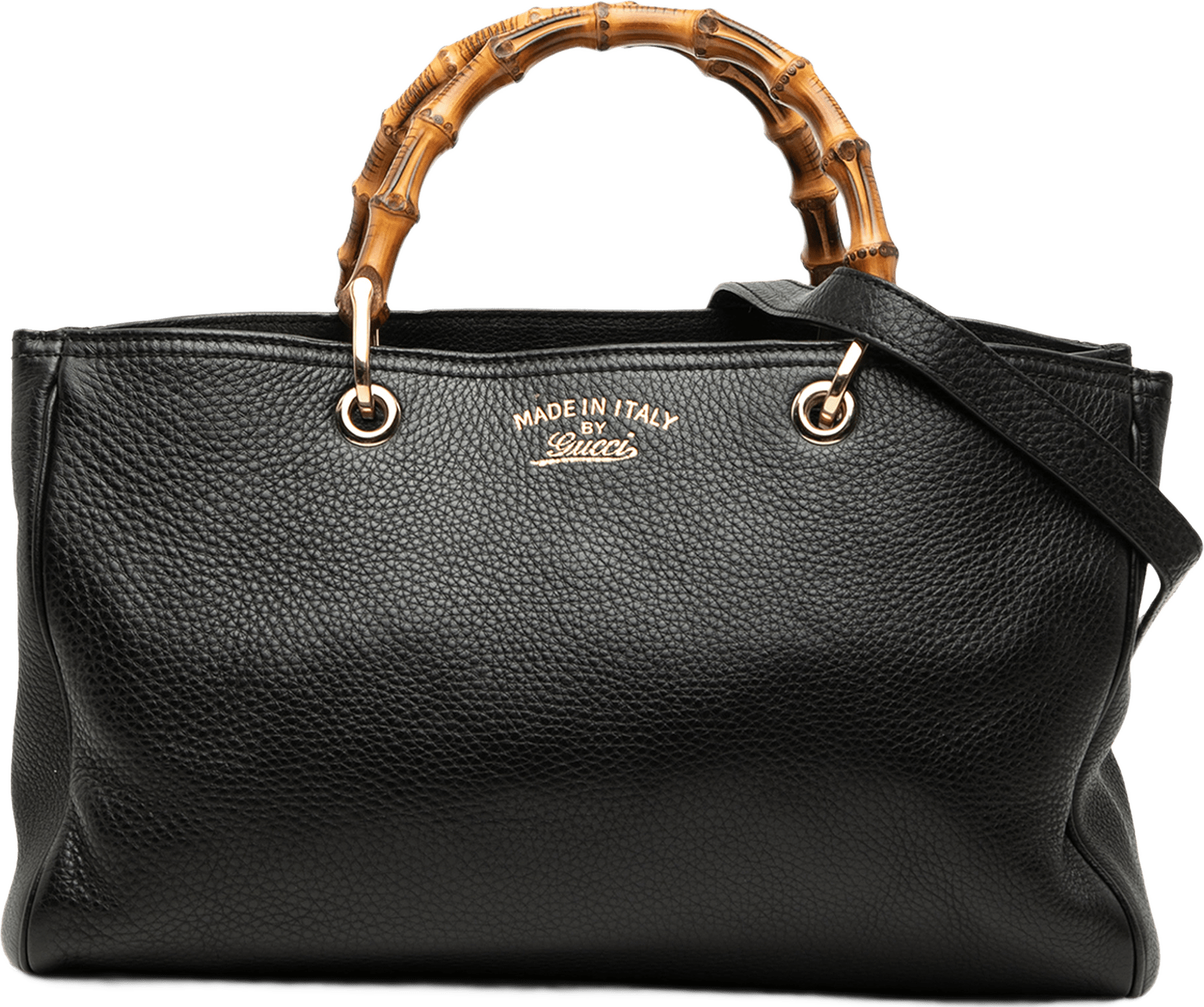 Gucci Medium Calfskin Bamboo Shopper Satchel, från Luxclusif, i färgen black.