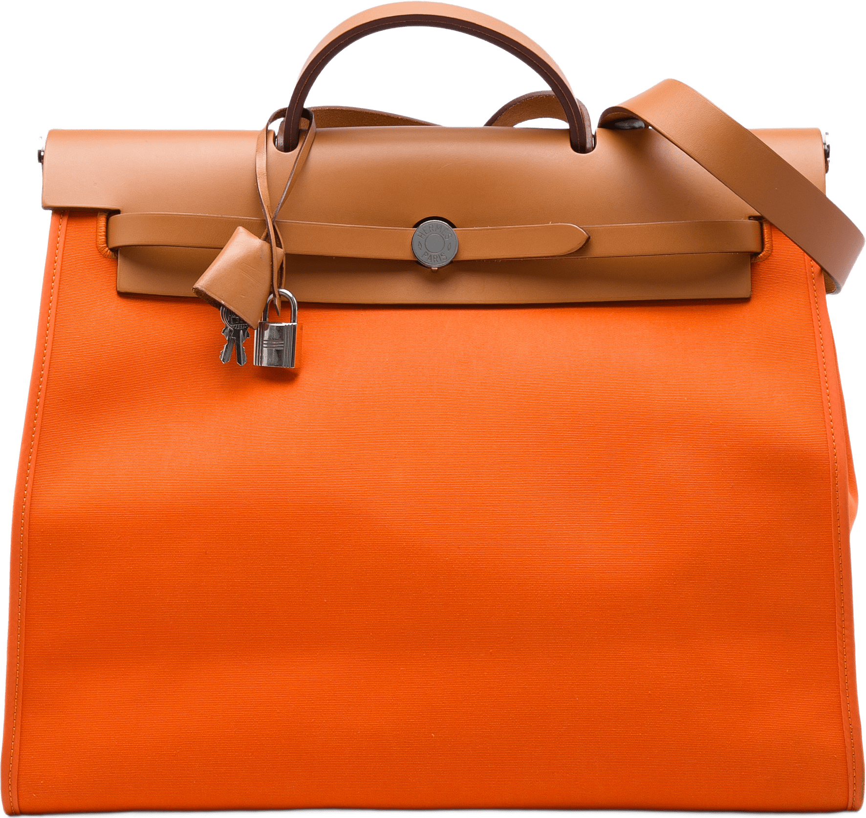 Hermès Toile Herbag Zip 39, från Luxclusif, i färgen orange.