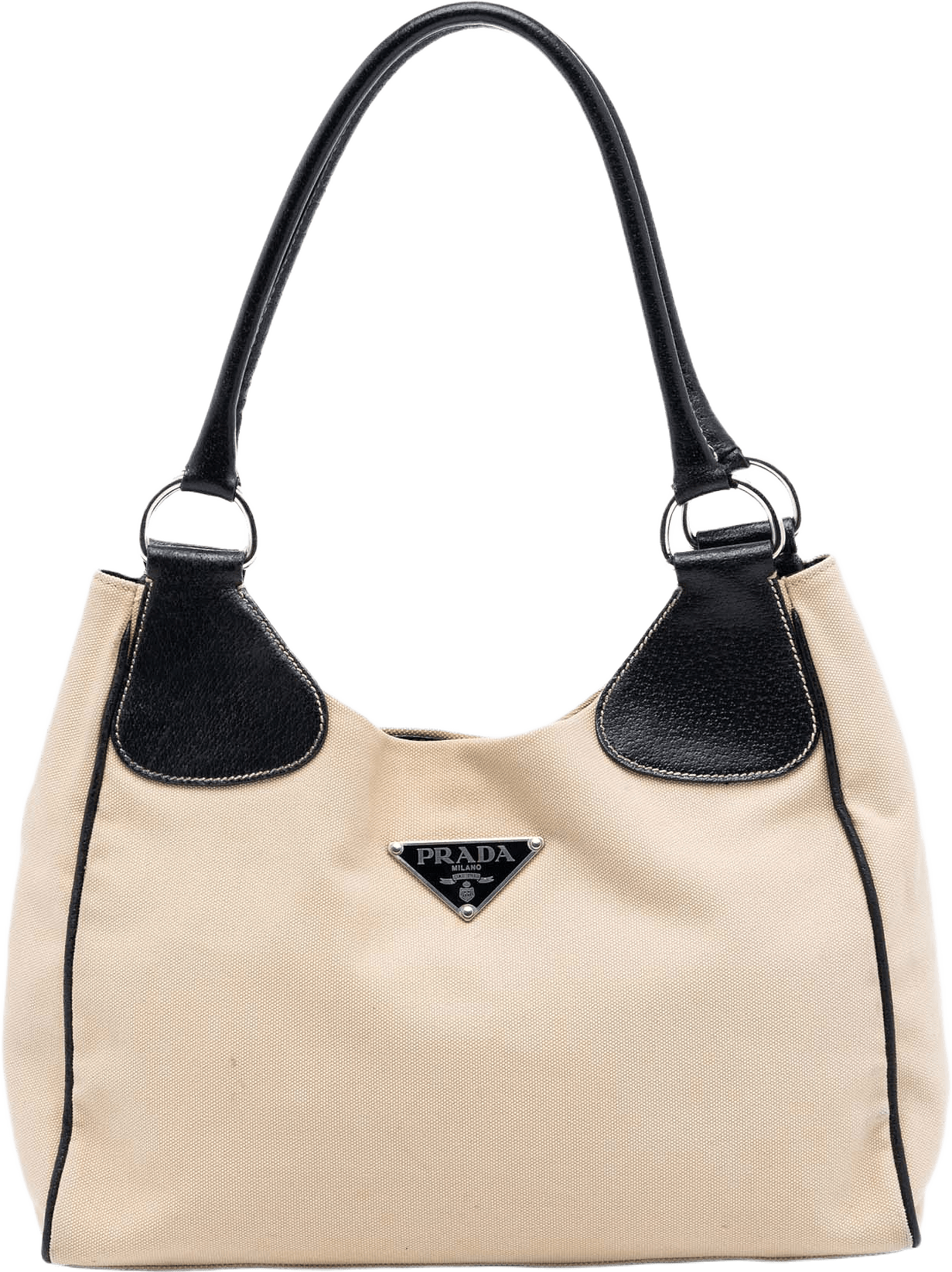 Prada Cinghiale Trimmed Canapa Shoulder Bag, från Luxclusif, i färgen light beige.