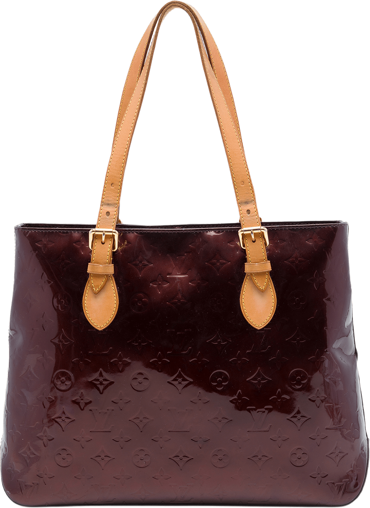 Louis Vuitton Monogram Vernis Brentwood, från Luxclusif, i färgen purpur.