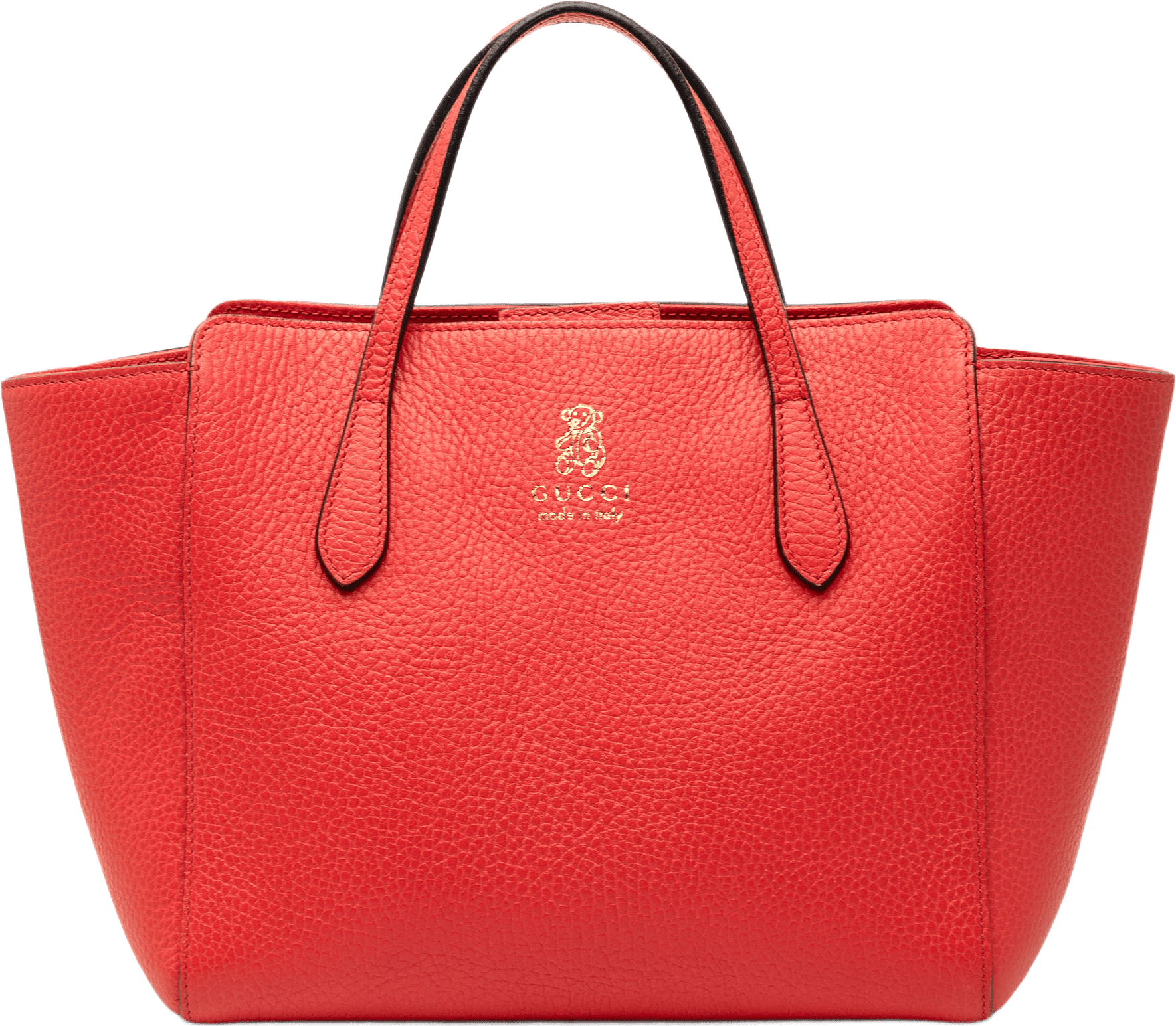 Gucci Mini Leather Swing Handbag, från Luxclusif, i färgen röd.