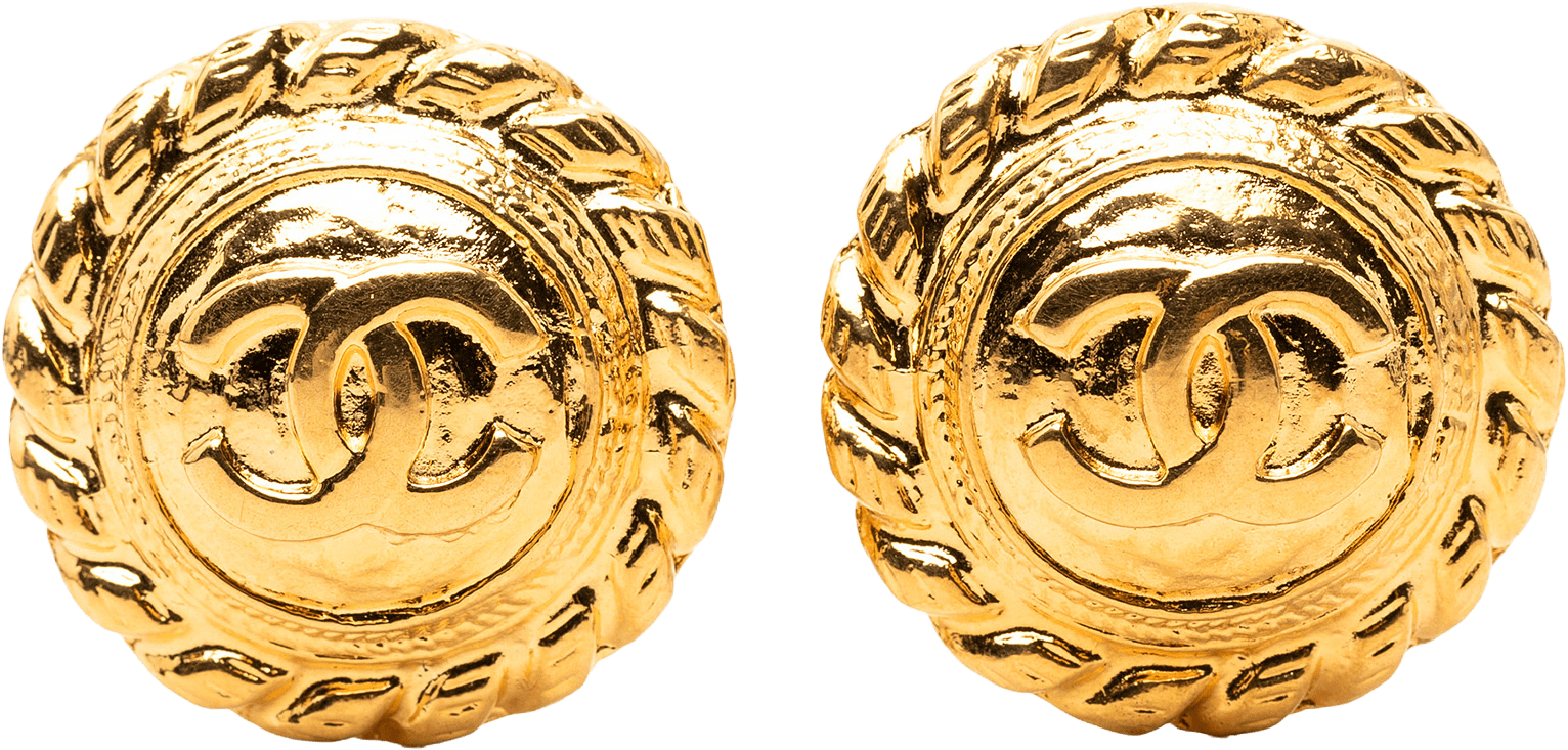 Chanel Cc Gold Plated Round Clip On Earrings, från Luxclusif, i färgen gold.