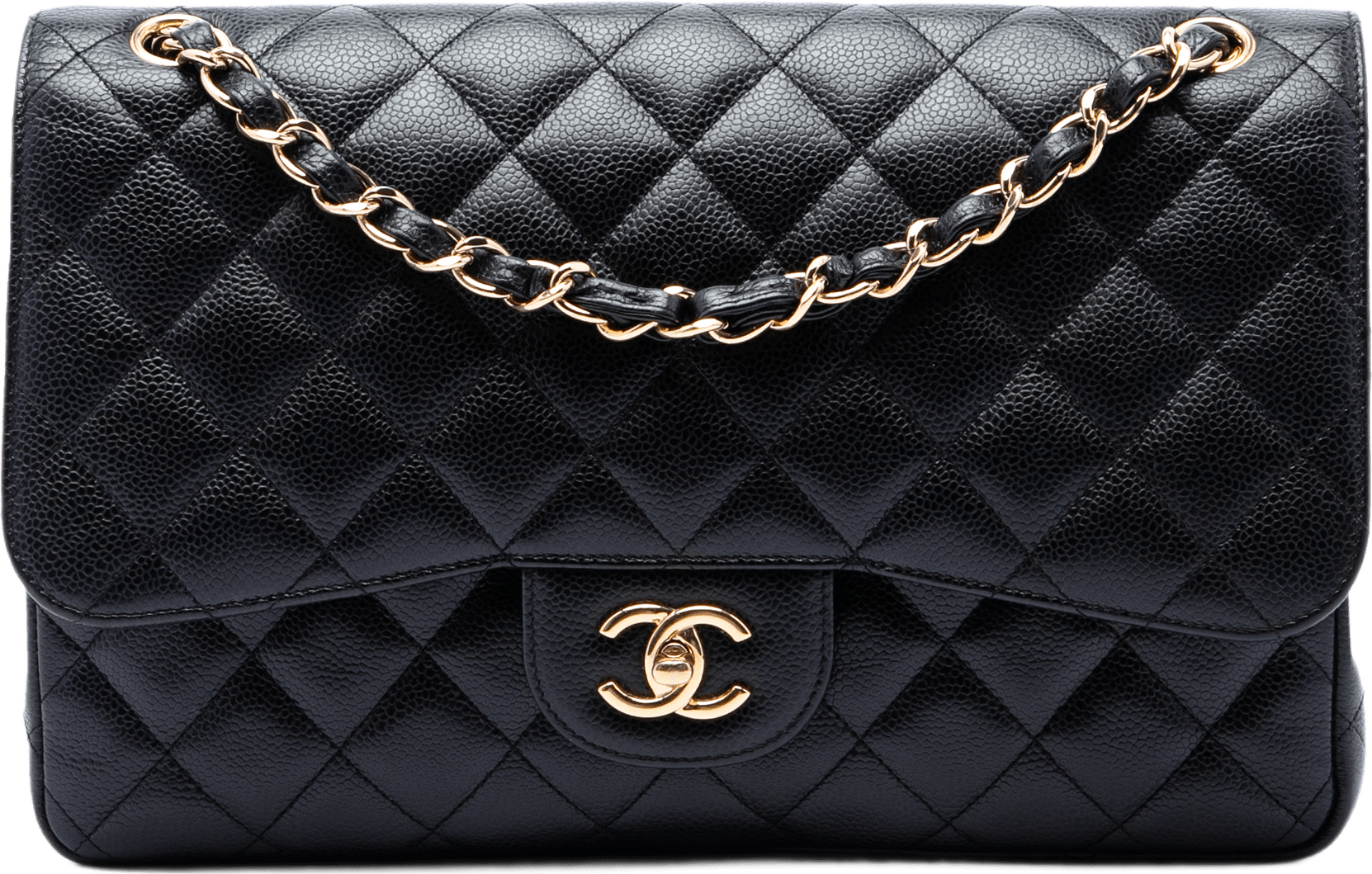 Chanel Jumbo Classic Caviar Double Flap, från Luxclusif, i färgen svart.