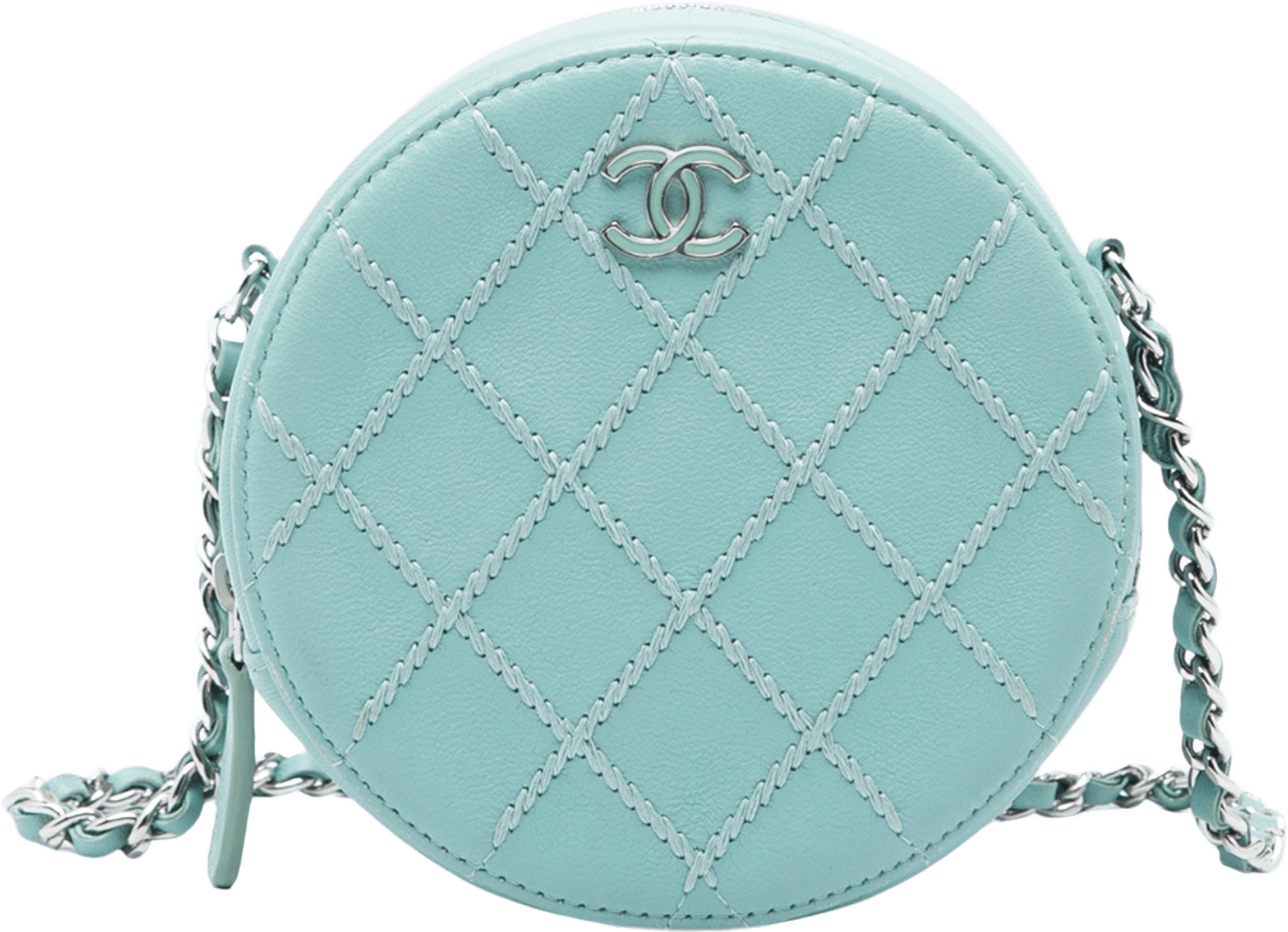 Chanel Quilted Lambskin Ultimate Stitch Round Clutch With Chain, från Luxclusif, i färgen blå.
