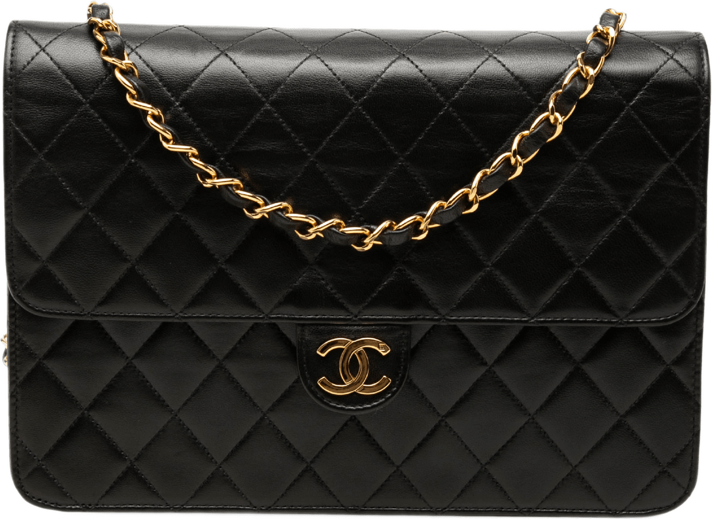 Chanel Medium Cc Quilted Lambskin Single Flap, från Luxclusif, i färgen svart.