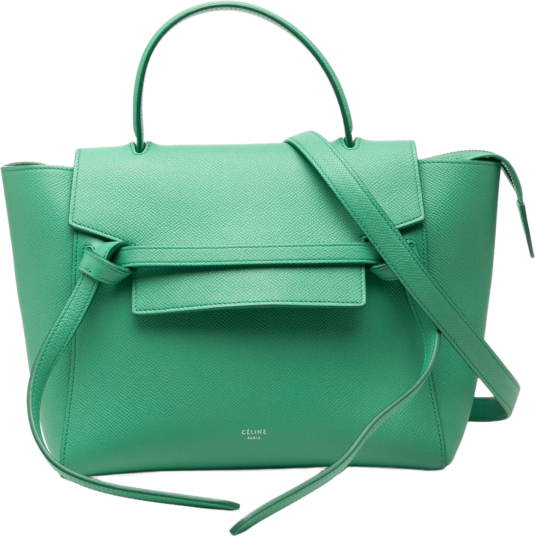 Celine Micro Grained Calfskin Belt Bag, från Luxclusif, i färgen grön.