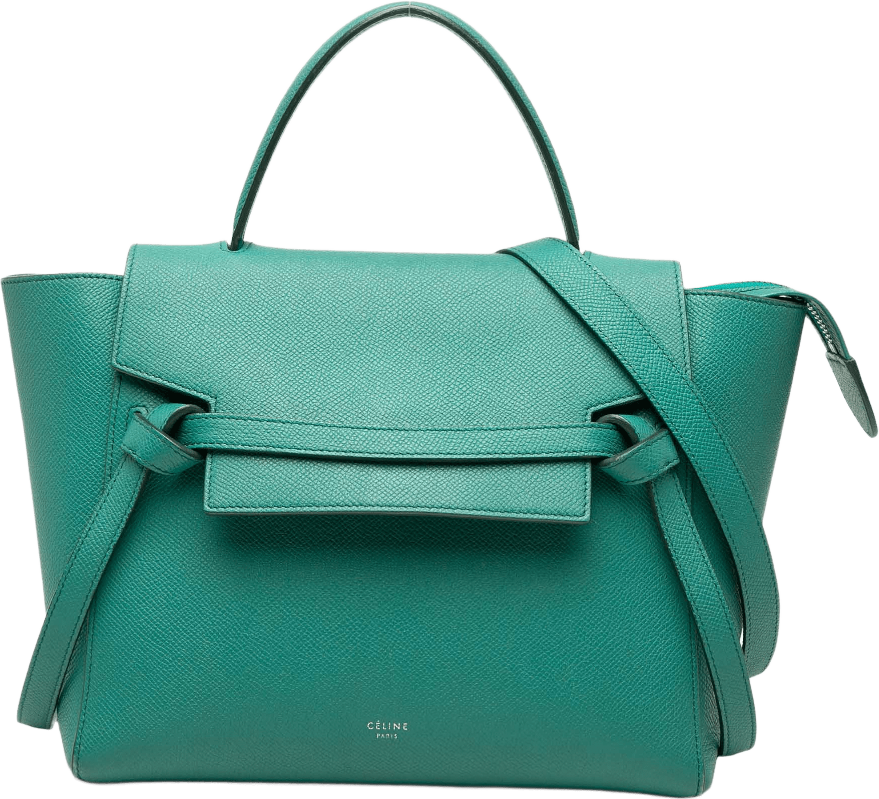 Celine Micro Grained Calfskin Belt Bag, från Luxclusif, i färgen grön.