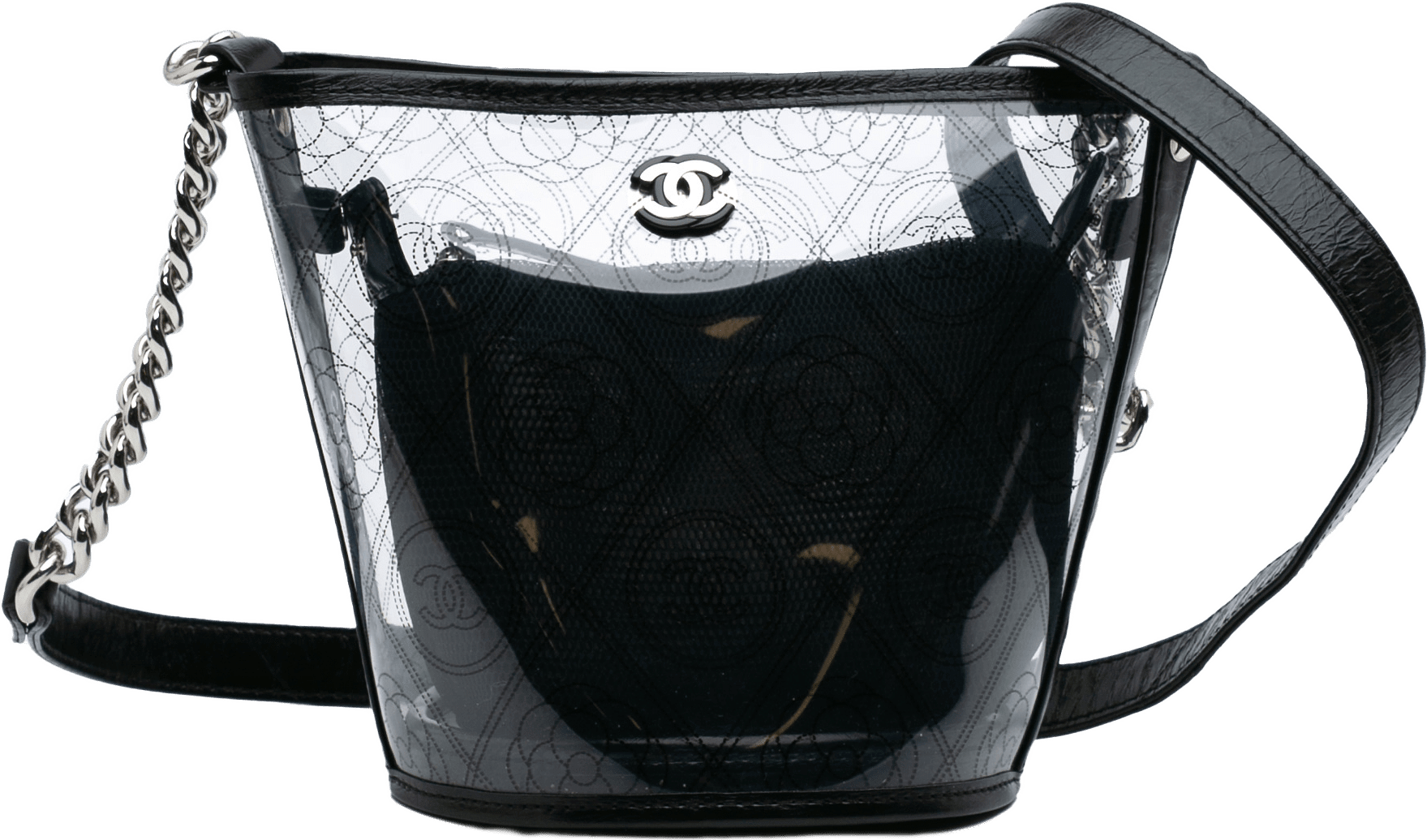 Chanel Small Pvc And Crumpled Calfskin Camellia Coco Bucket Bag