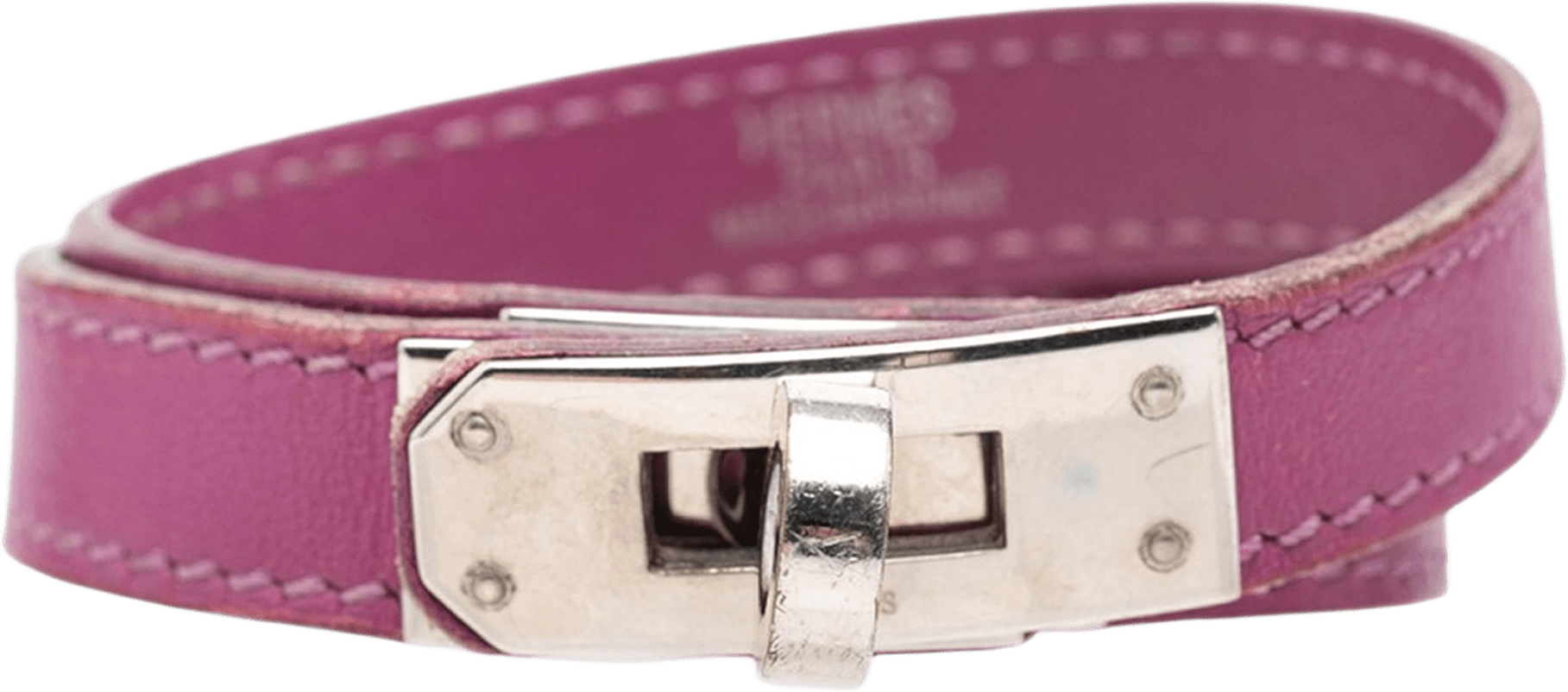 Hermès Swift Kelly Double Tour Bracelet, från Luxclusif, i färgen lily.