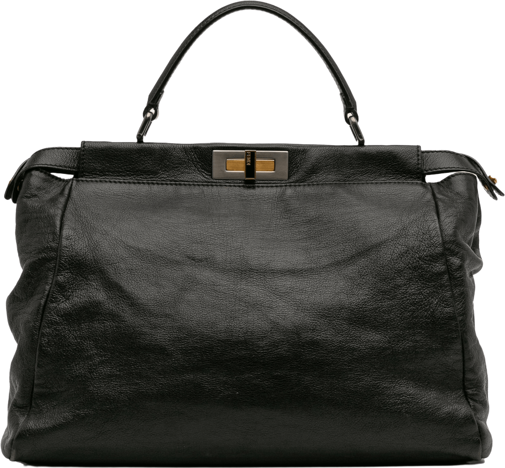Fendi Large Goatskin Peekaboo Iconic Satchel, från Luxclusif, i färgen black.