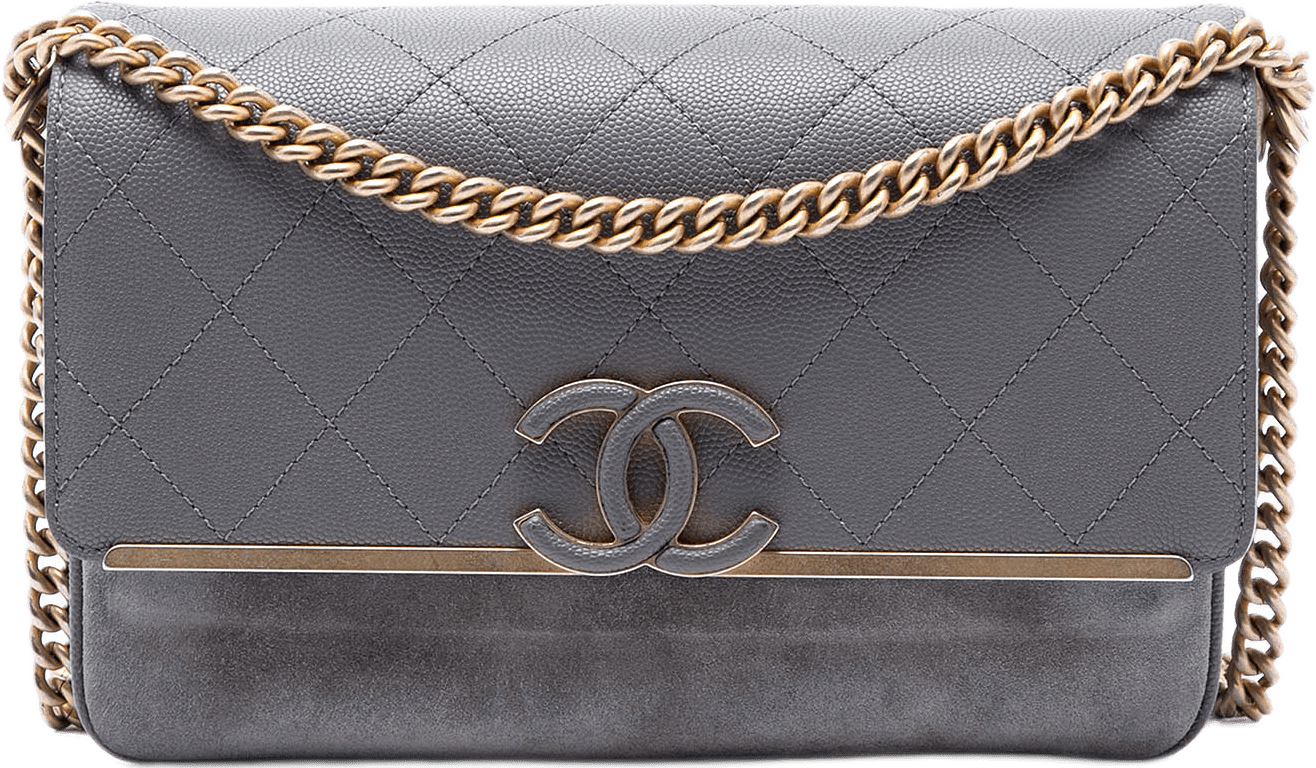 Chanel Small Cc Stitched Caviar And Suede Lady Coco Flap, från Luxclusif, i färgen gray.