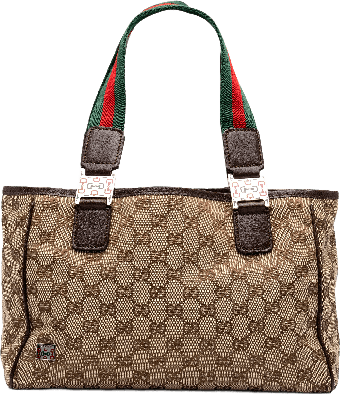 Gucci Gg Canvas Web Horsebit Tote, från Luxclusif, i färgen beige.