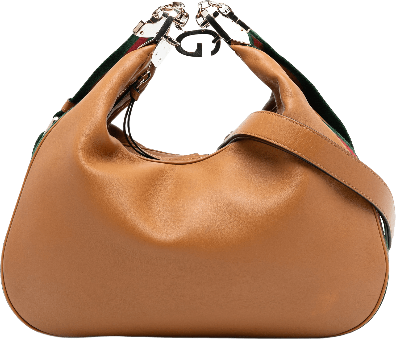 Gucci Medium Leather Web Attache Crossbody, från Luxclusif, i färgen brown.