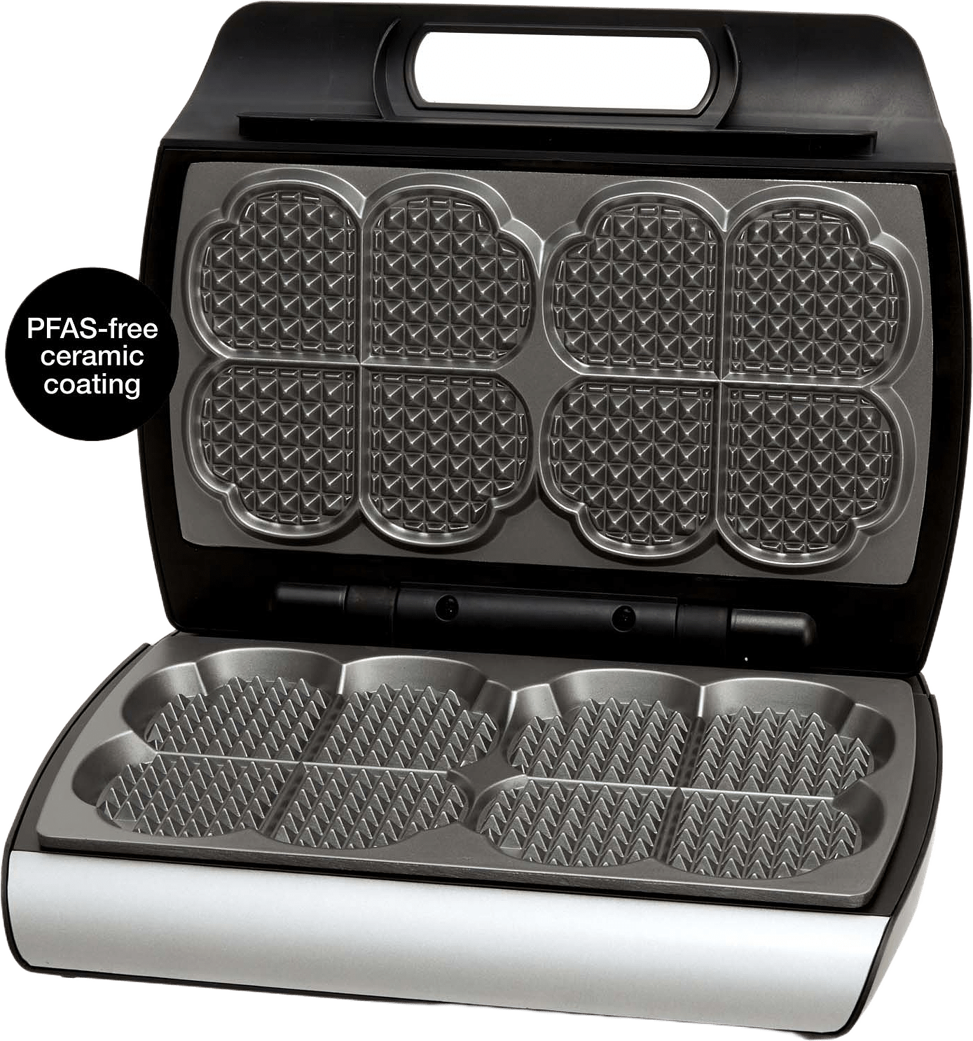 Våffeljärn Dubbelt Elegance 910 Keramiskt, från Åviken, i färgen svart/silver.