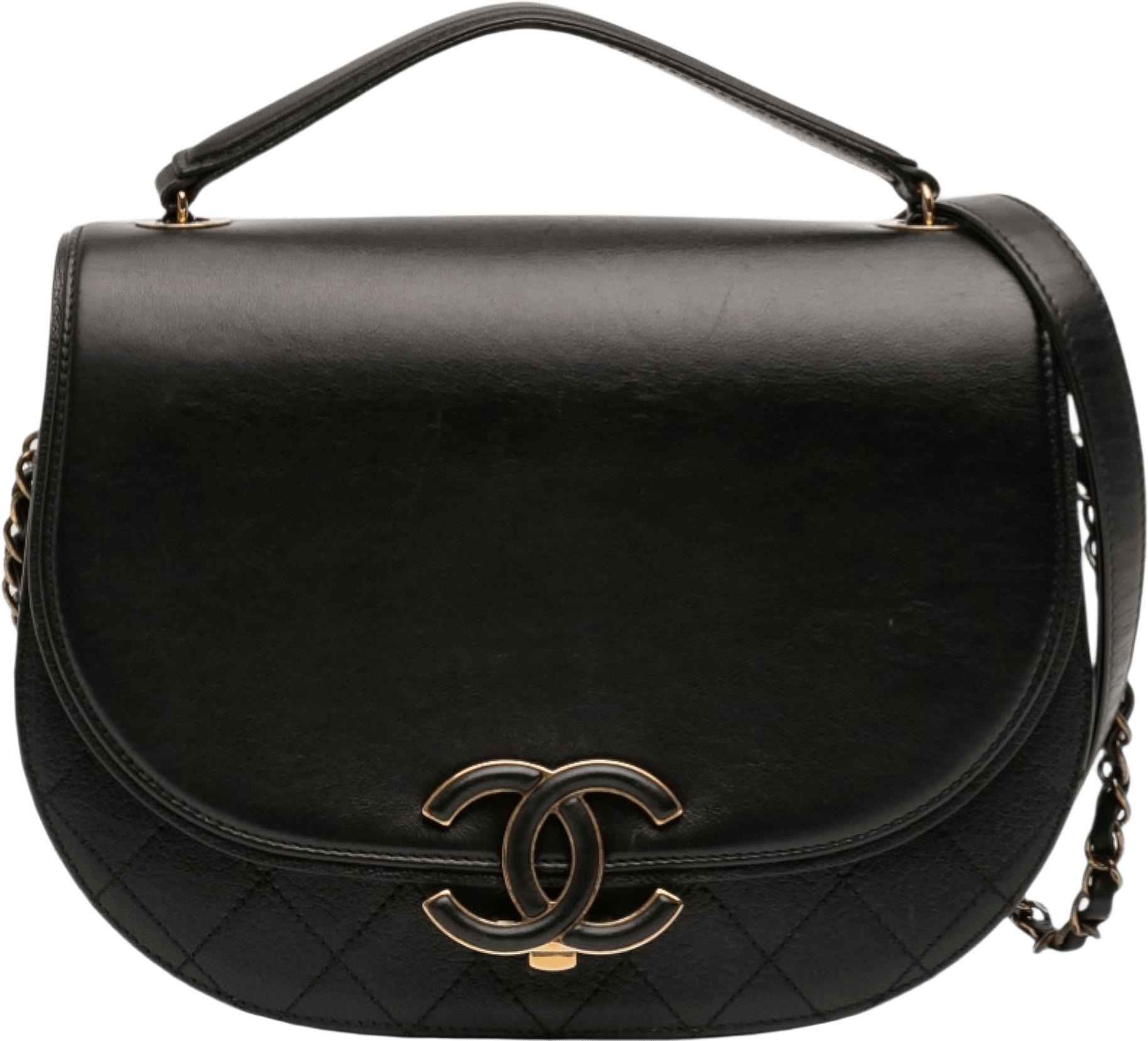 Chanel Medium Shiny Calfskin And Quilted Goatskin Coco Curve Flap, från Luxclusif, i färgen black.