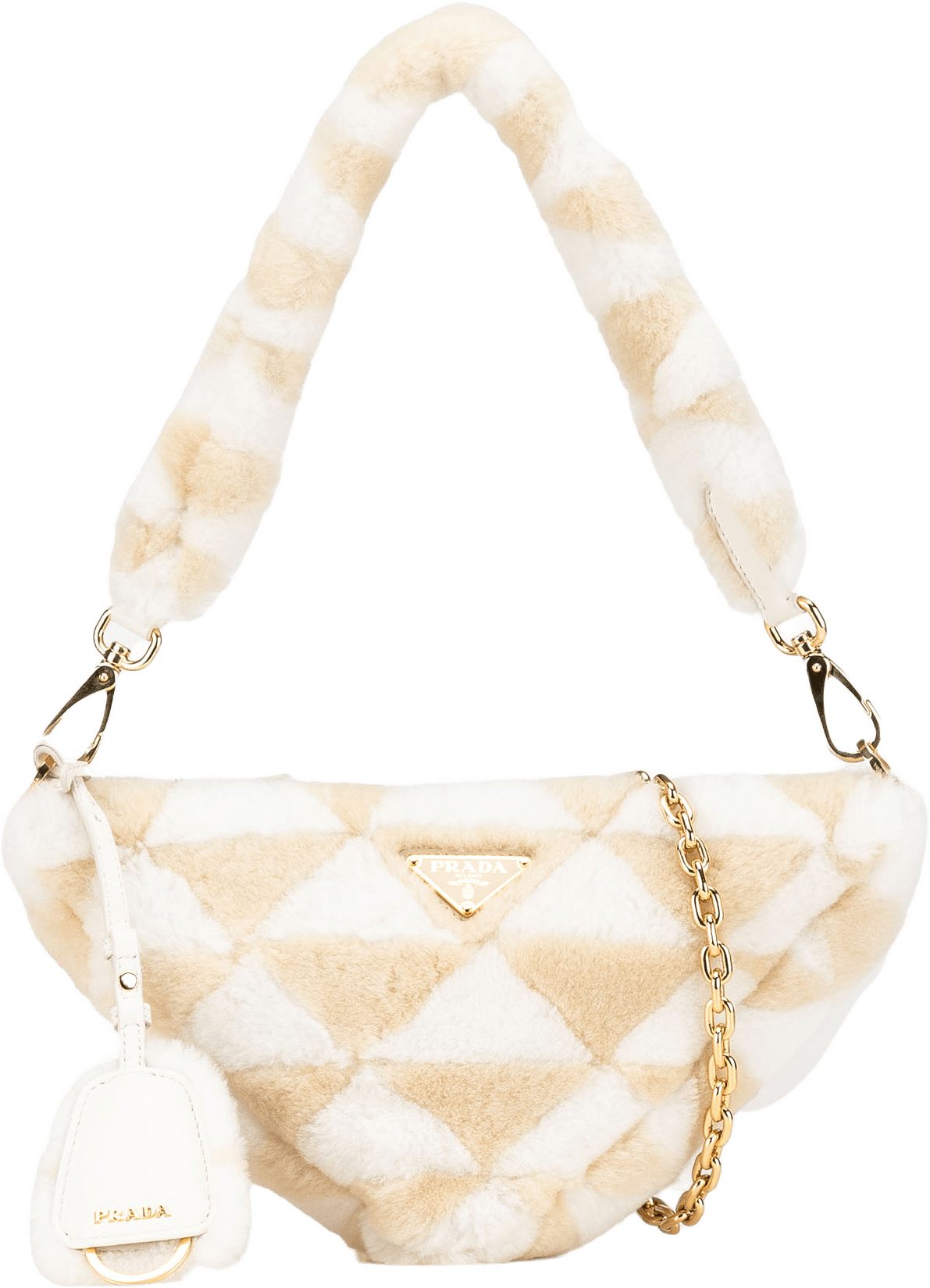 Prada Mini Shearling Symbole Triangle Satchel