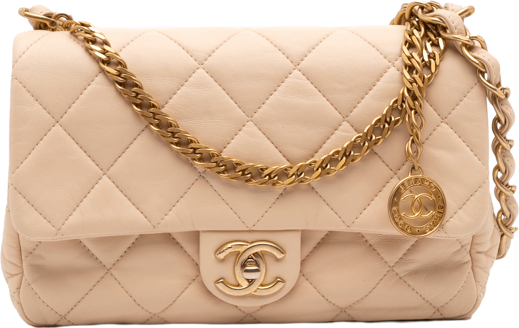 Chanel Quilted Lambskin Fancy Jewel Single Flap, från Luxclusif, i färgen beige.