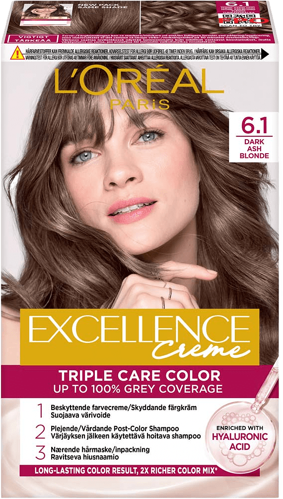 Excellence Creme Permanent Hårfärg, från L'Oréal Paris, i färgen Dark Ash Blonde.