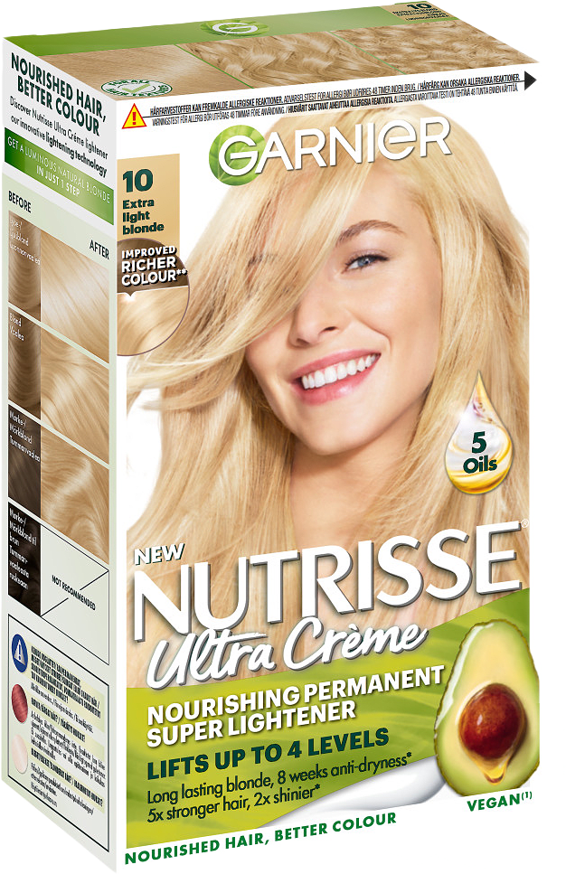 Nutrisse Permanent Nourishing Hair Color Nivå 3, från Garnier, i färgen 10.0 Extra Light Blonde.