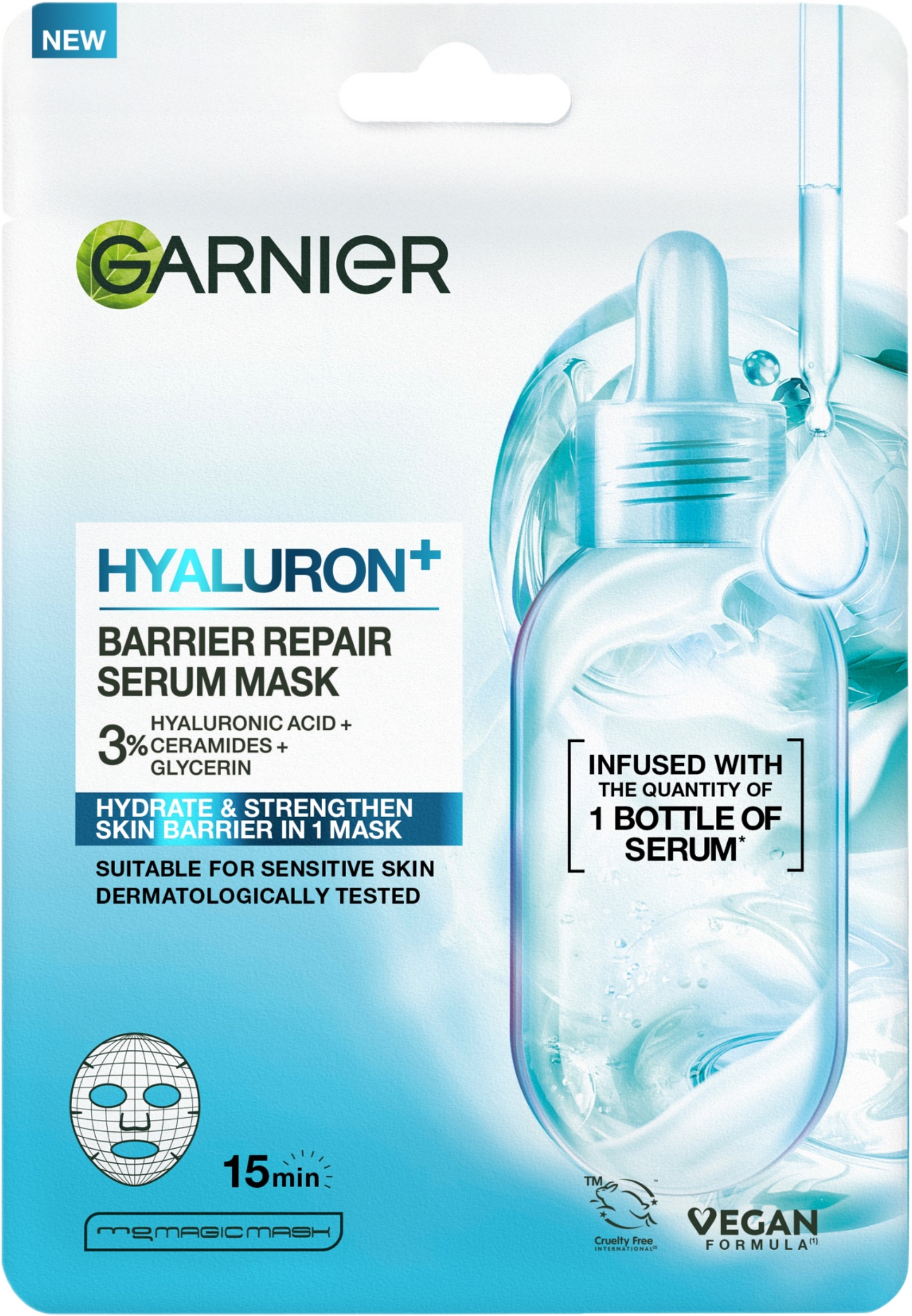 Hyaluron + Barrier Repair Serum Sheet Mask, från Garnier, i färgen Barrier Repair Serum.