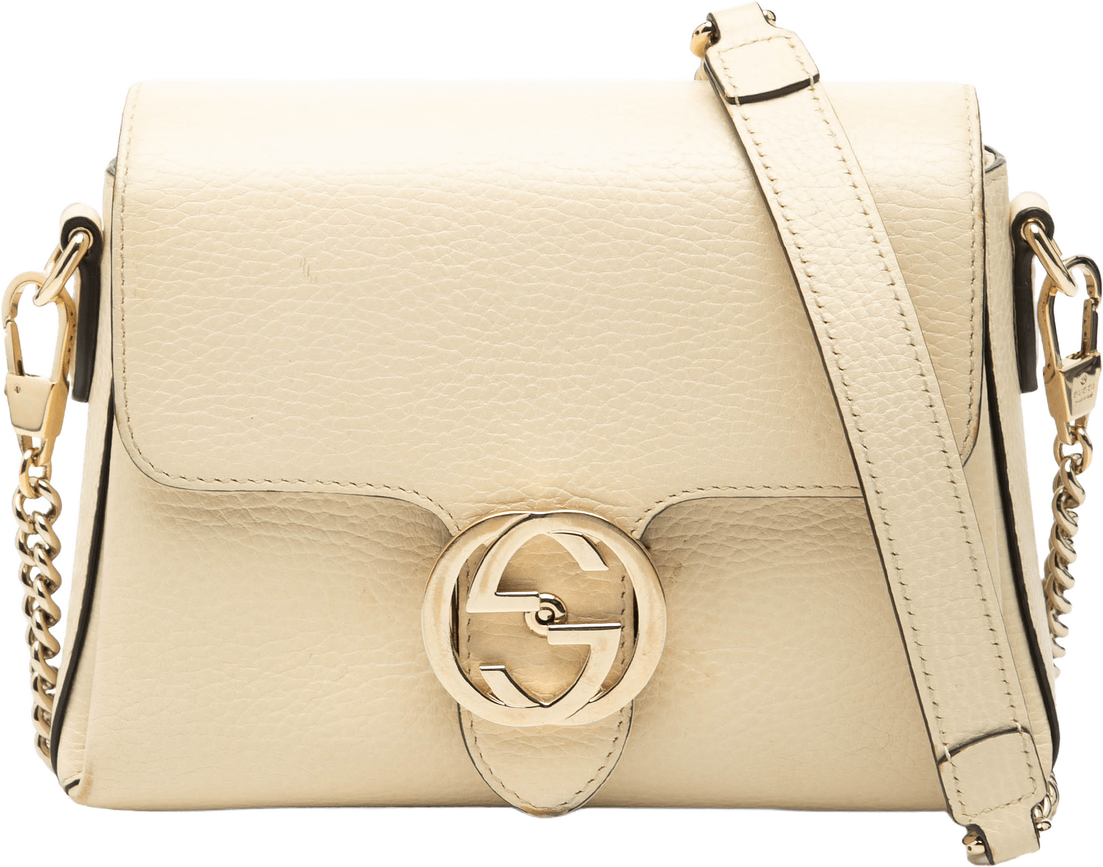 Gucci Small Dollar Calfskin Interlocking G Crossbody, från Luxclusif, i färgen ivory.