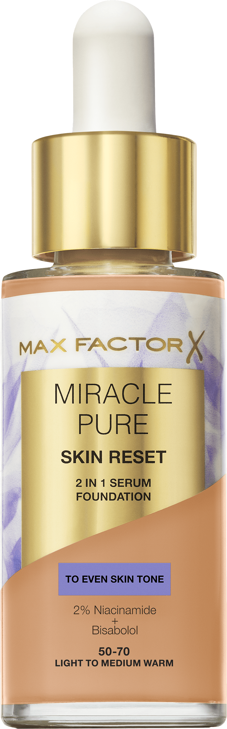 Miracle Pure Skin Reset 2 In 1 Serum Foundation, från Max Factor, i färgen Medium Warm.