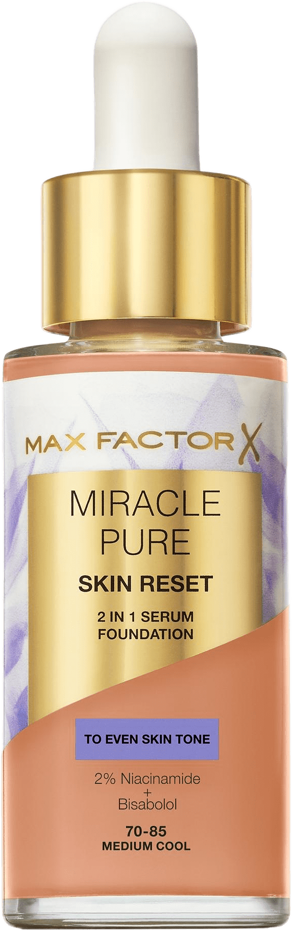 Miracle Pure Skin Reset 2 In 1 Serum Foundation, från Max Factor, i färgen Medium Cool.