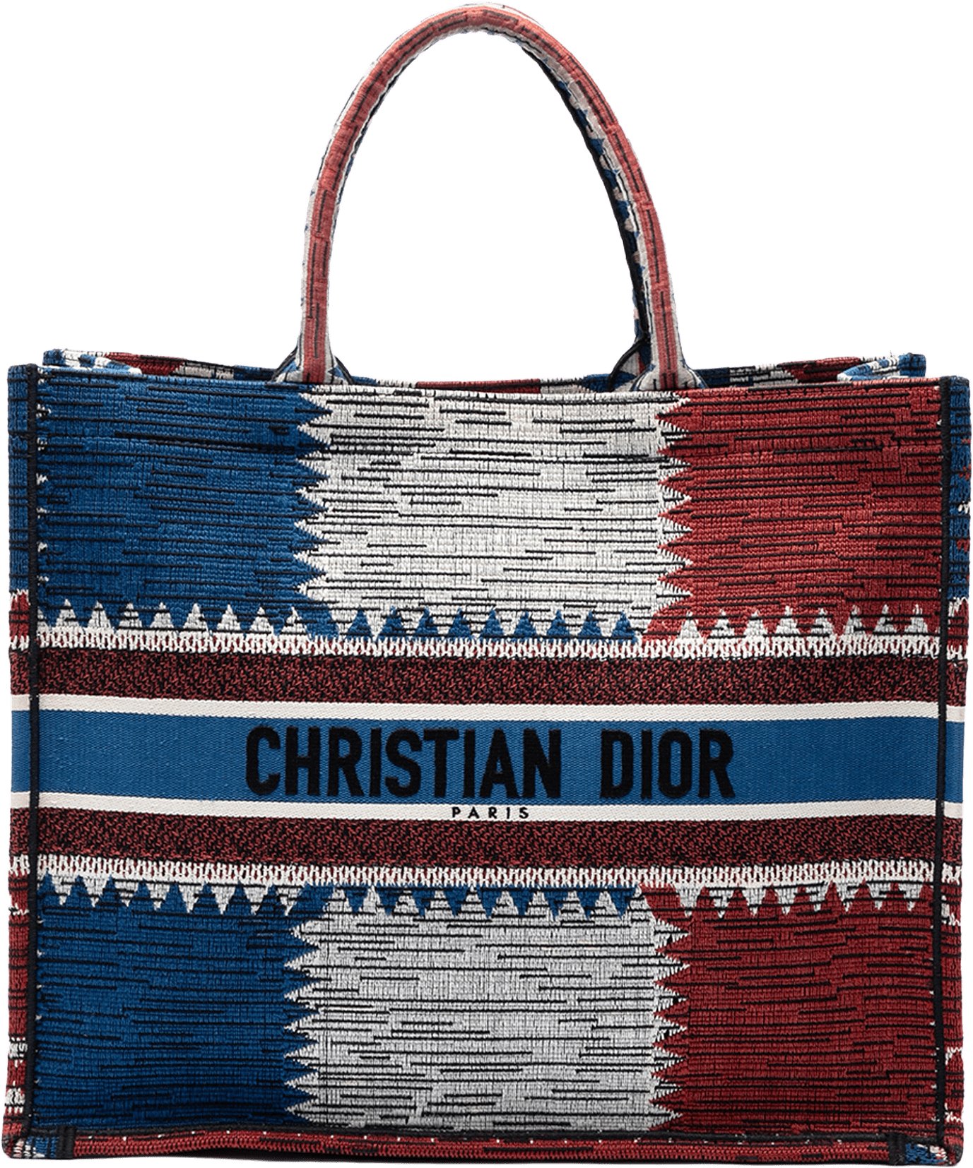Dior Large Canvas French Flag Book Tote, från Luxclusif, i färgen blå.