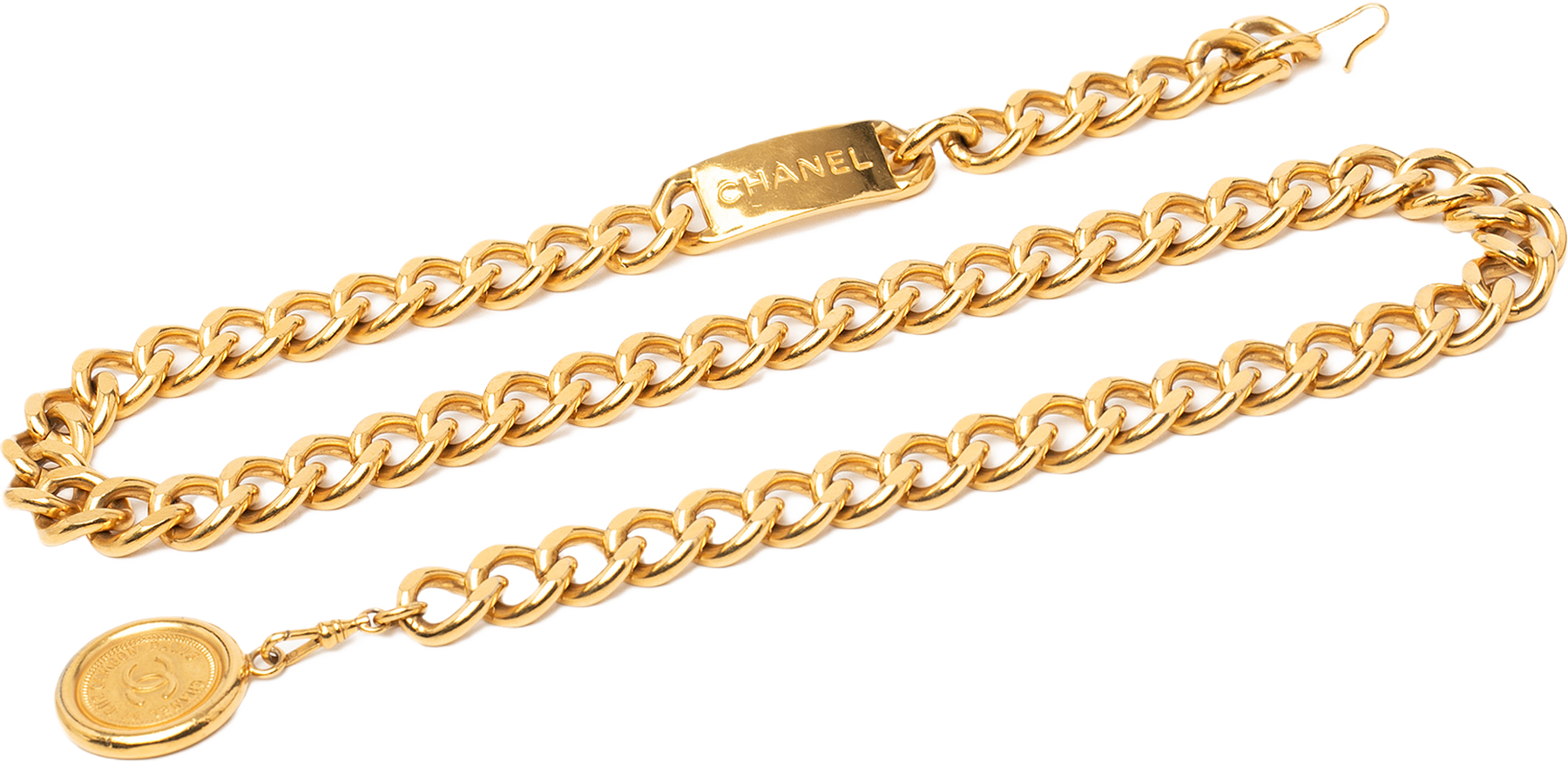 Chanel Cc Gold Plated 31 Rue Cambon Medallion Chain Belt, från Luxclusif, i färgen gold.