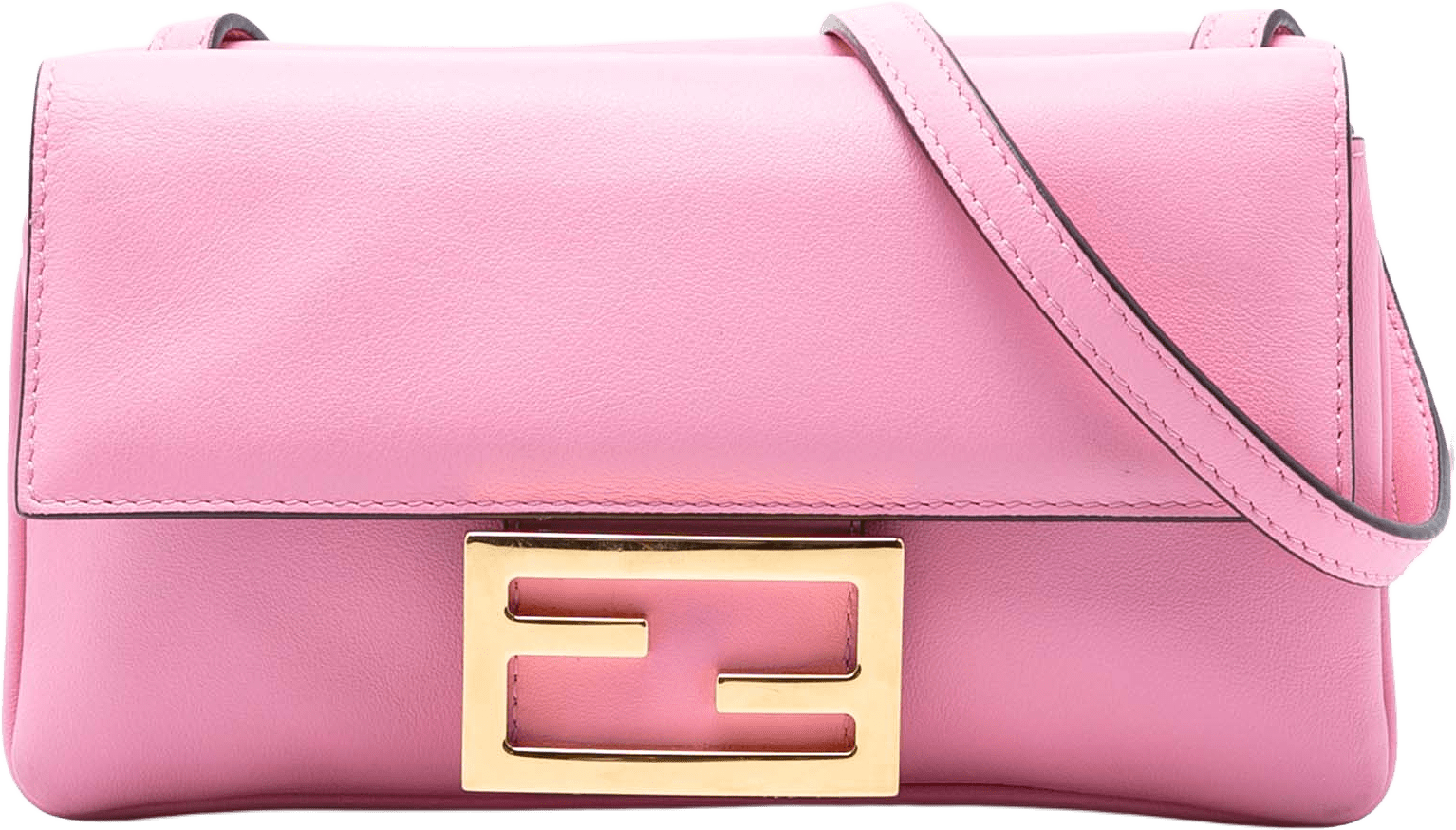Fendi Leather Duo Baguette Crossbody, från Luxclusif, i färgen pink.