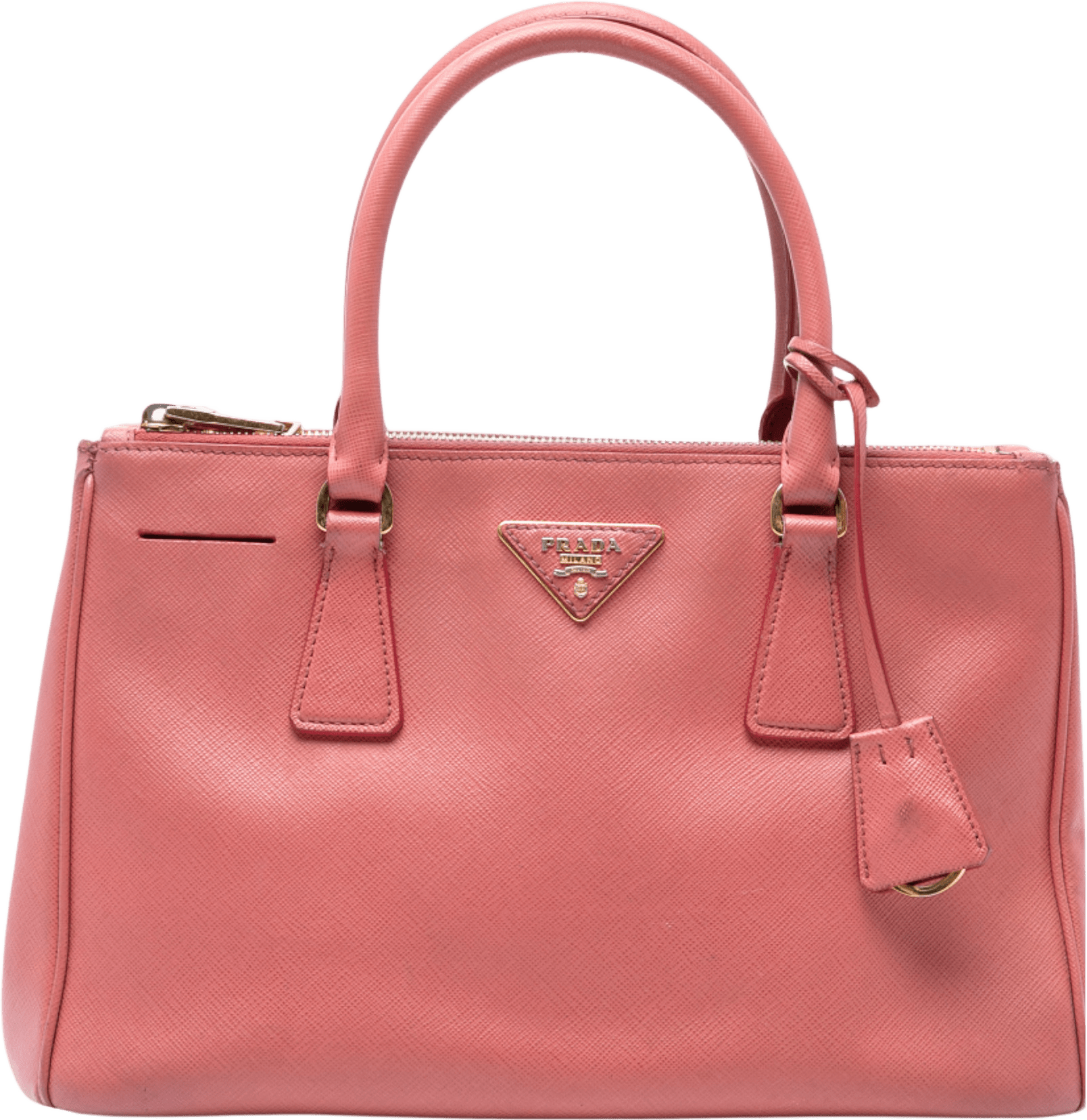 Prada Small Saffiano Lux Galleria Double Zip Satchel, från Luxclusif, i färgen blush.