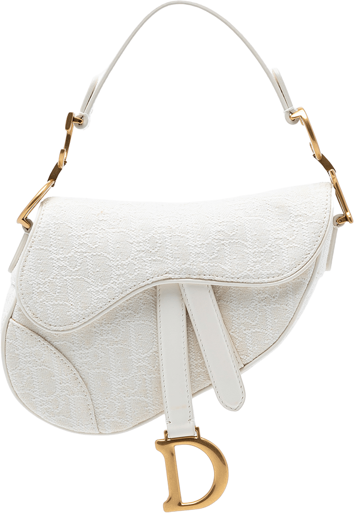 Dior Mini Oblique Canvas Saddle Bag, från Luxclusif, i färgen white.