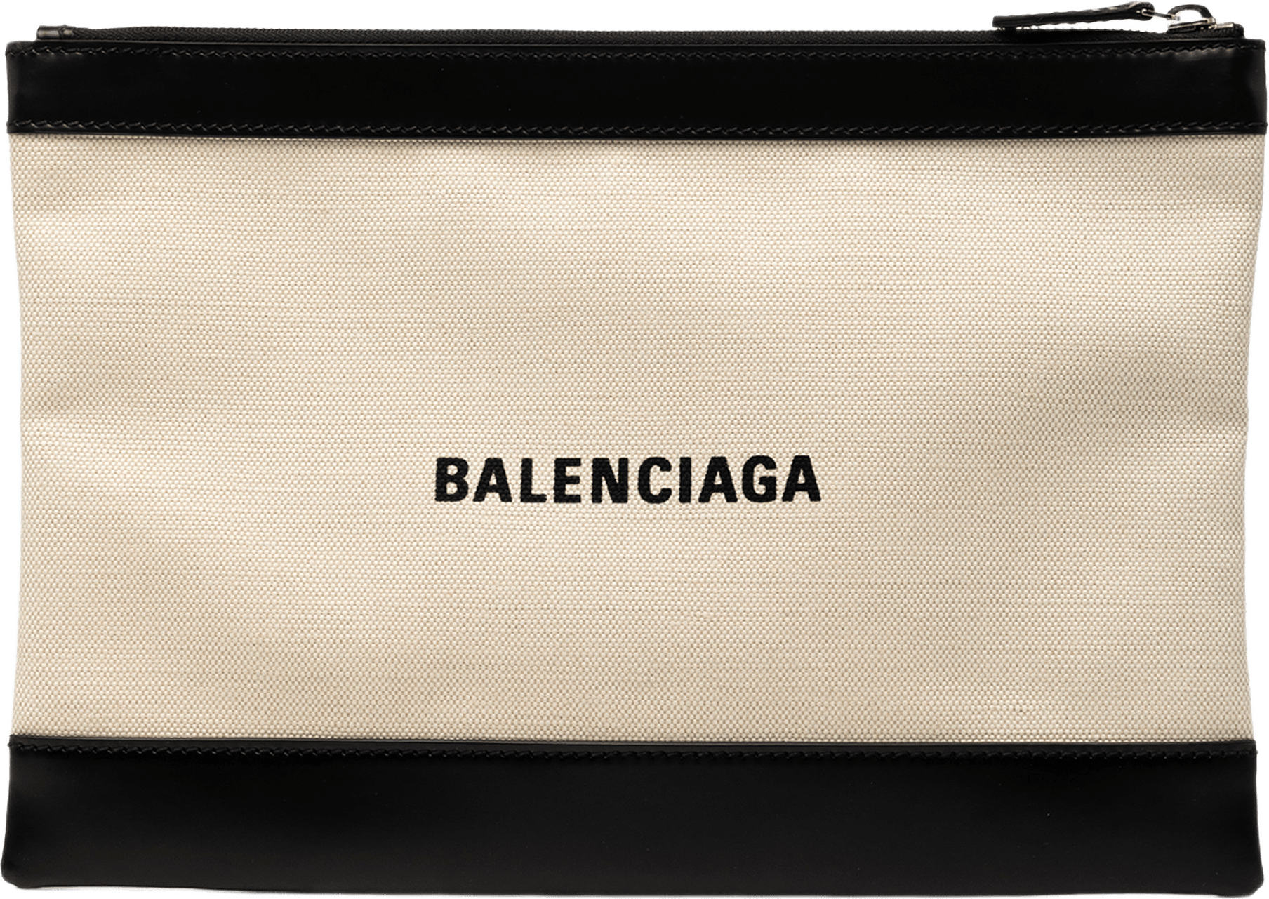 Balenciaga Canvas Navy Clip Clutch M, från Luxclusif, i färgen brun.