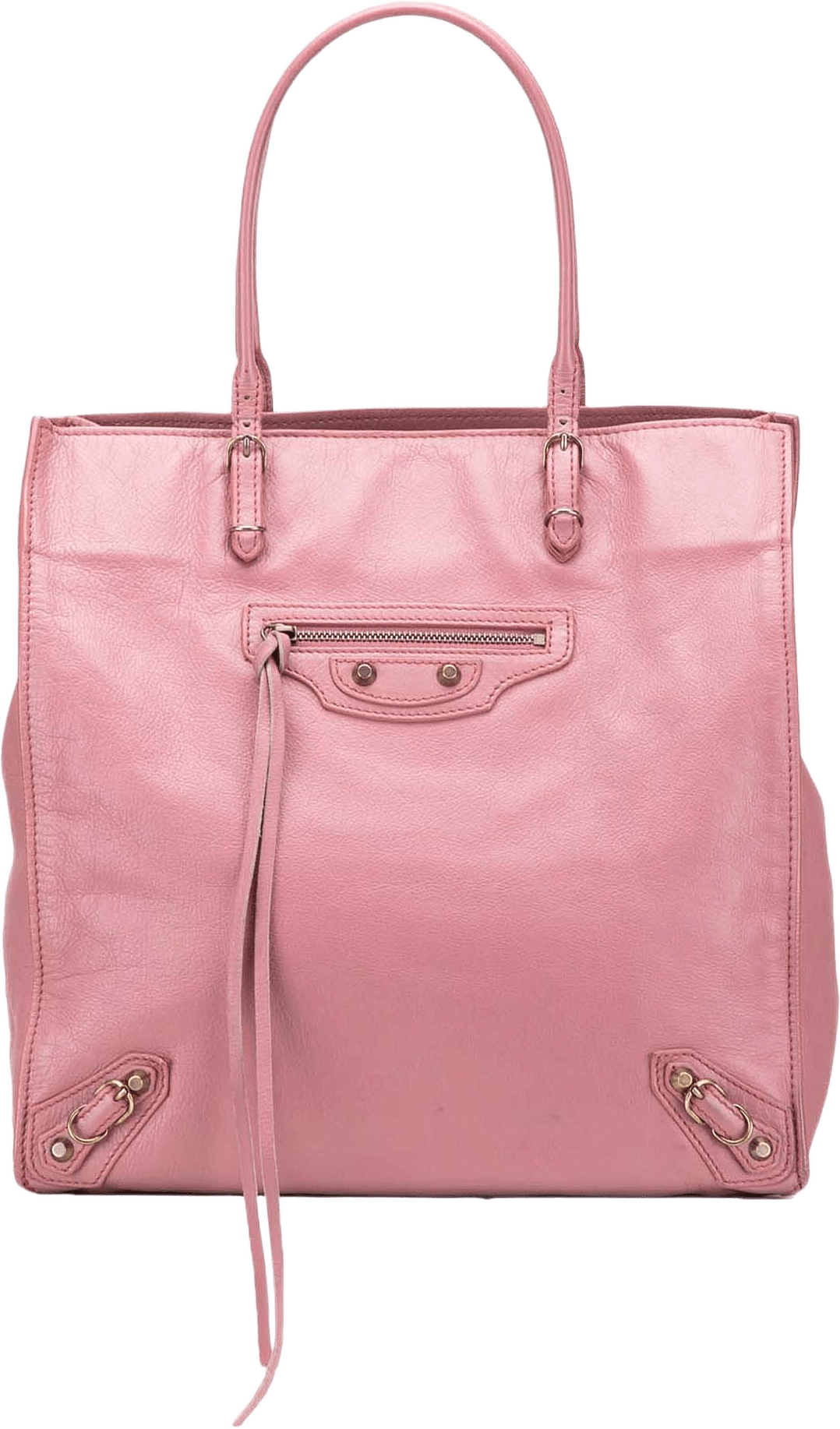 Balenciaga Leather Papier A5 Tote, från Luxclusif, i färgen rosa.