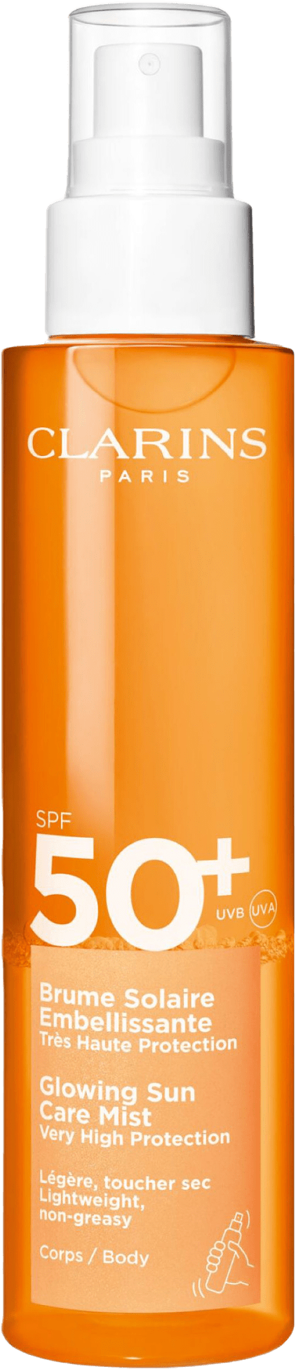 Glowing Sun Care Mist SPF50+ Very High Protection SPF50+, från Clarins.