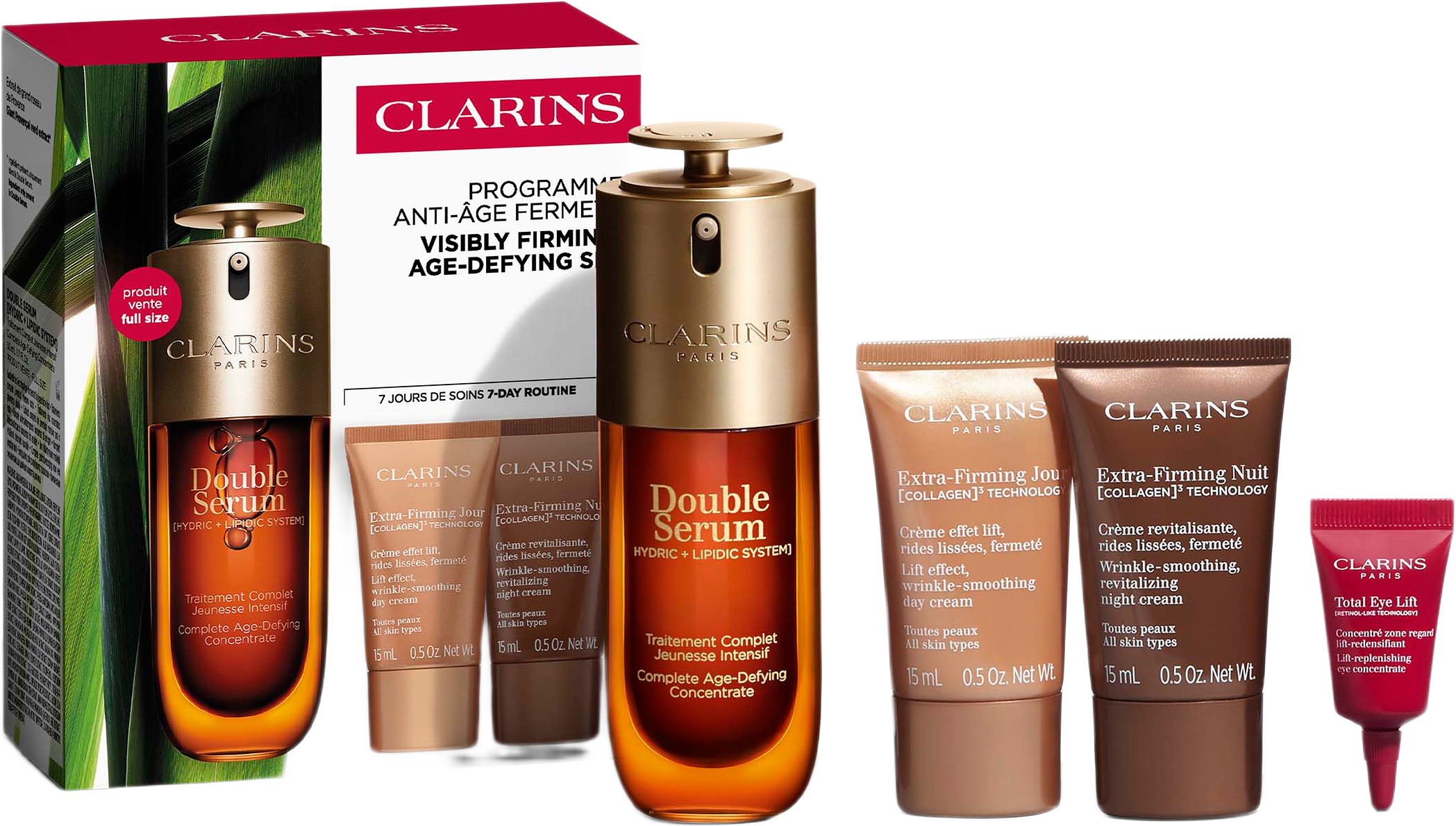 Value Pack DS9 50ml, TS EF JOUR 15ml, TS EF NUIT 15ml, TEL sample 3ml 83 ml, från Clarins.