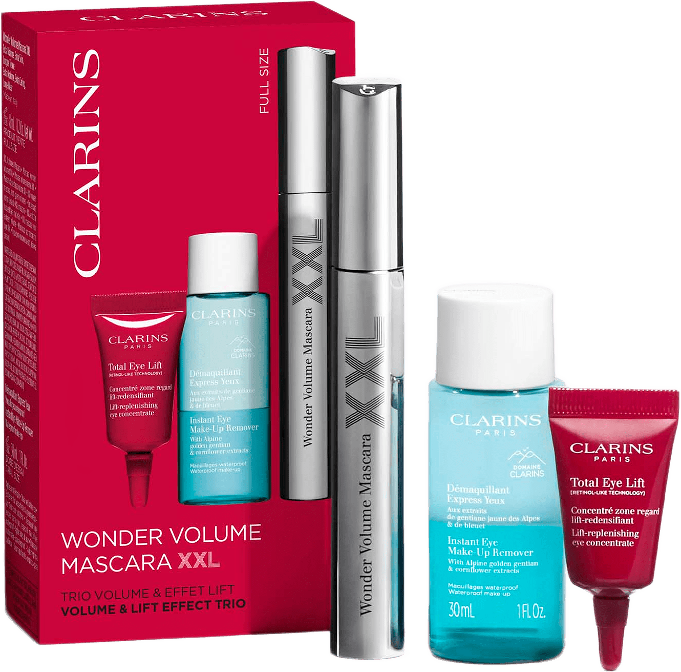 Value Pack Wonder vol xxl 8ml, TS wonder vol xxl 3ml, sample TEL 3ml 41 ml, från Clarins.