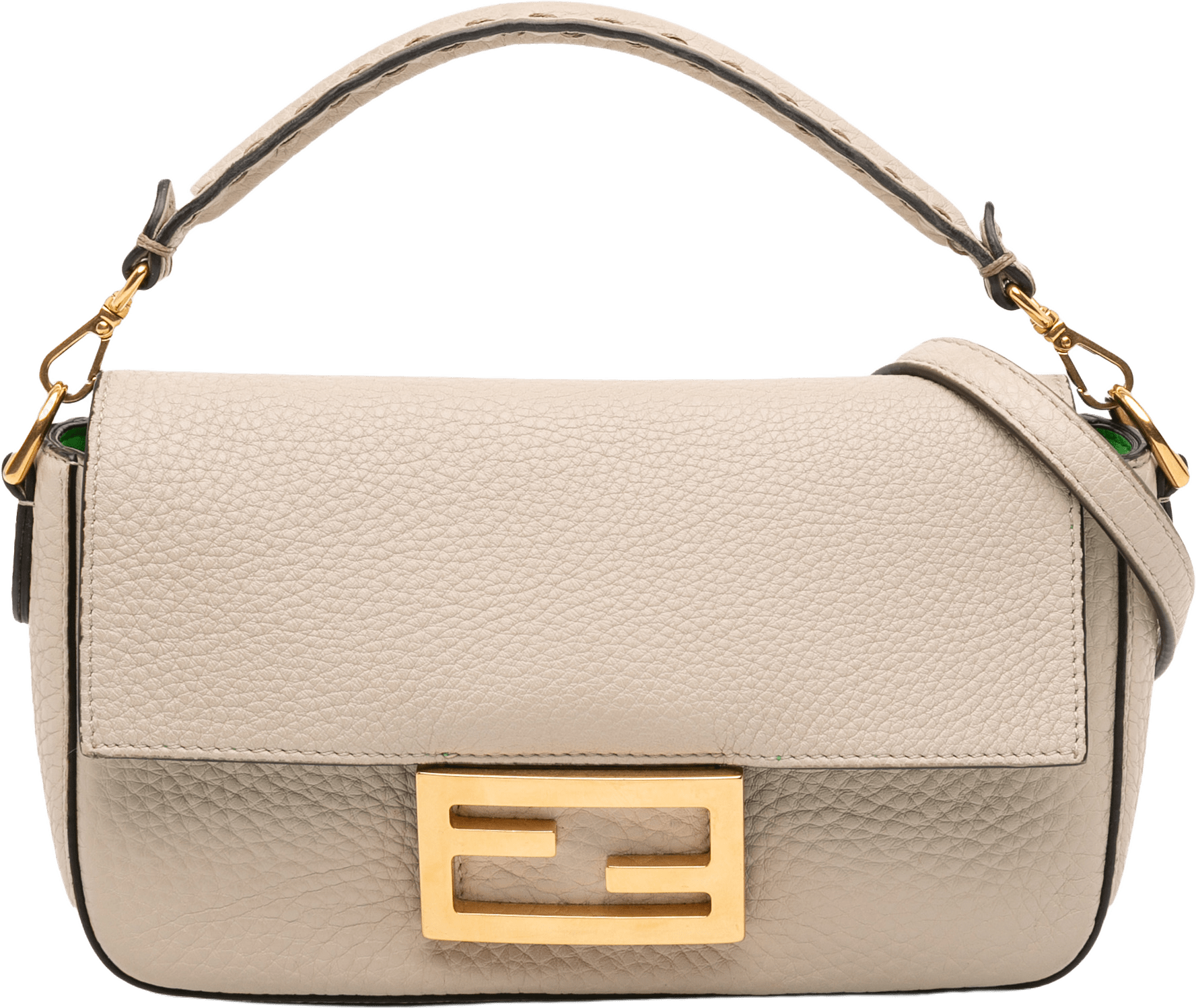 Fendi Mini Leather Baguette Satchel, från Luxclusif, i färgen light beige.