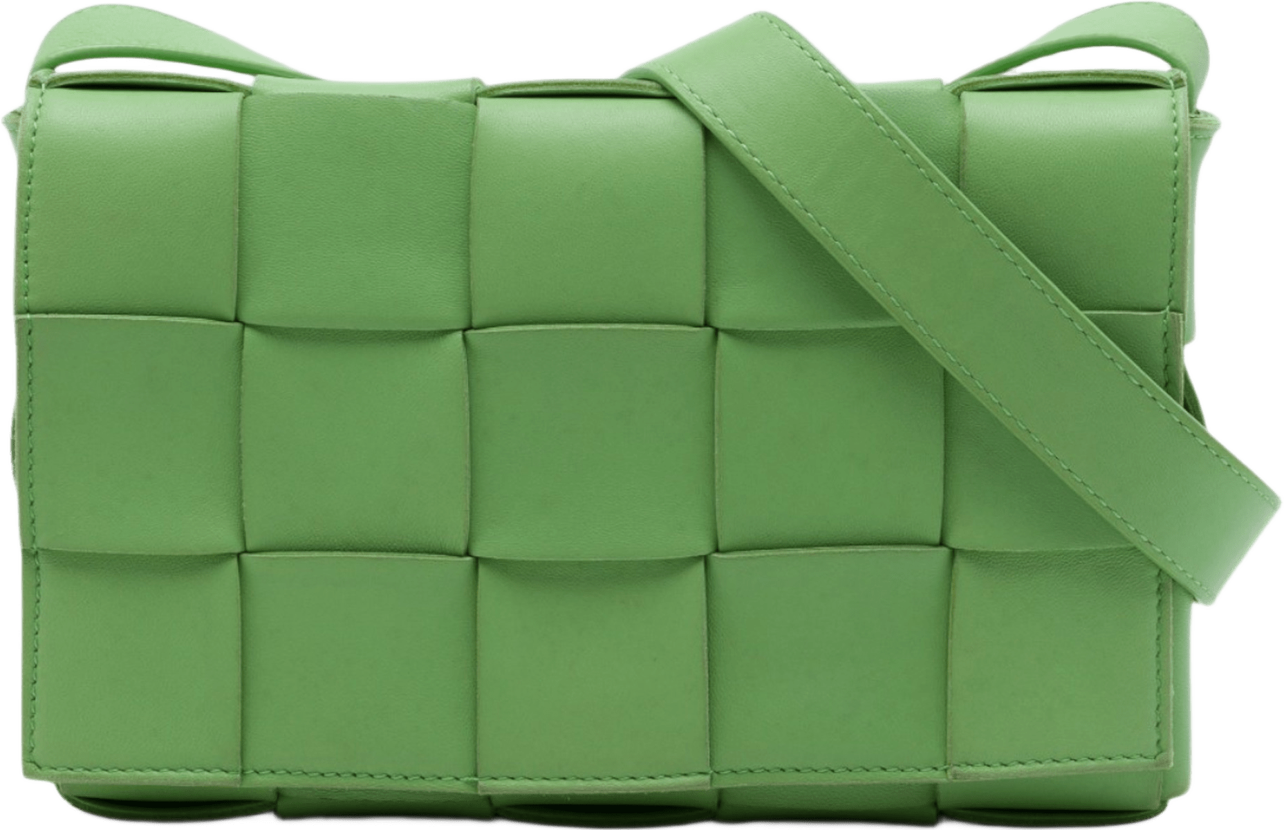 Bottega Veneta Nappa Intrecciato Cassette Crossbody, från Luxclusif, i färgen grön.