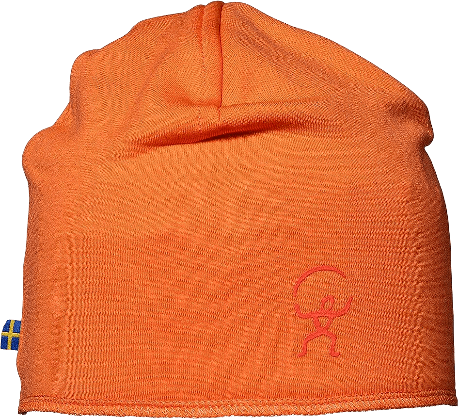Panda Beanie, från ISBJÖRN of Sweden, i färgen orangepeel.