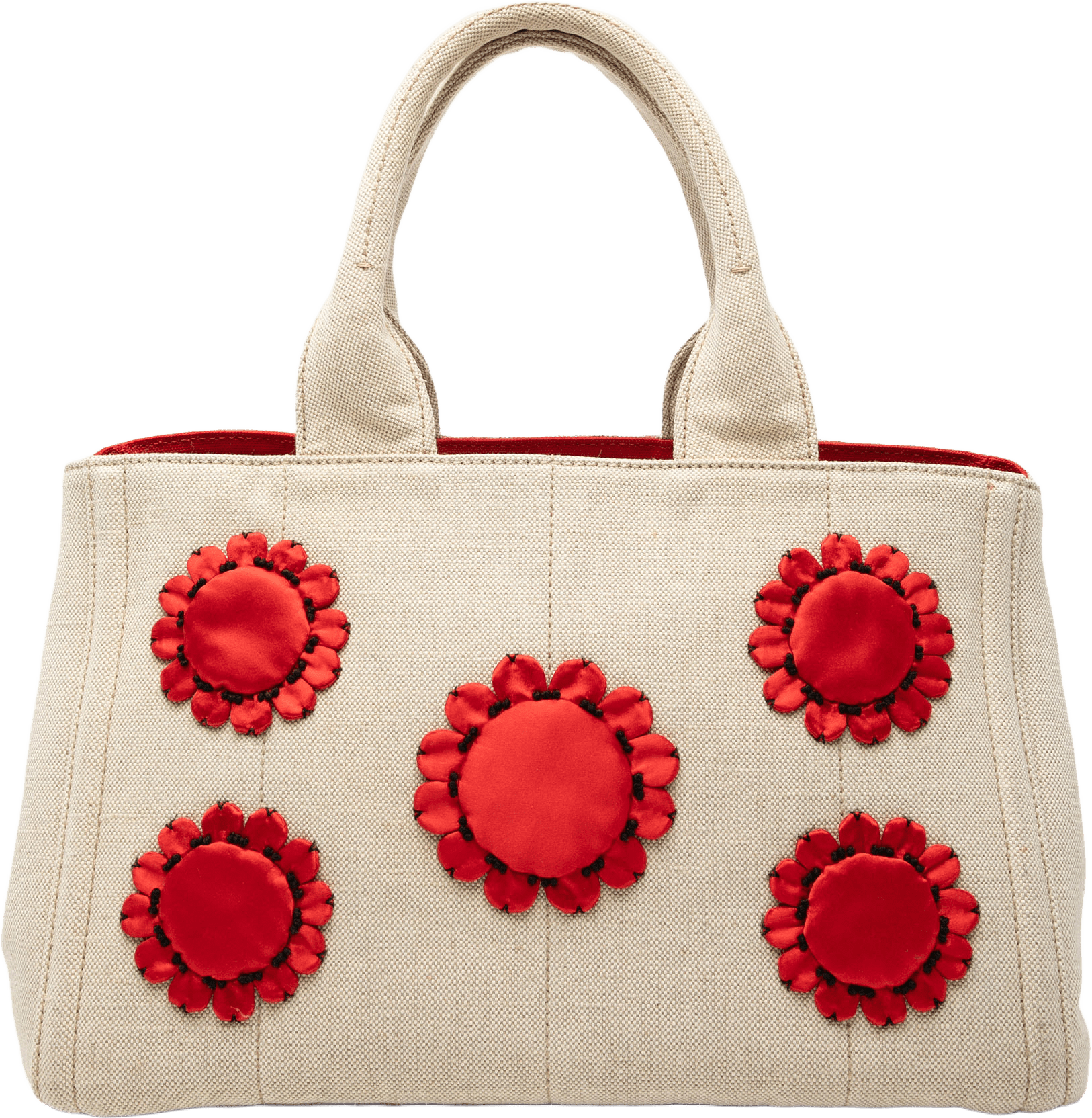 Prada Canvas Canapa Mistolino Tote, från Luxclusif, i färgen light beige.