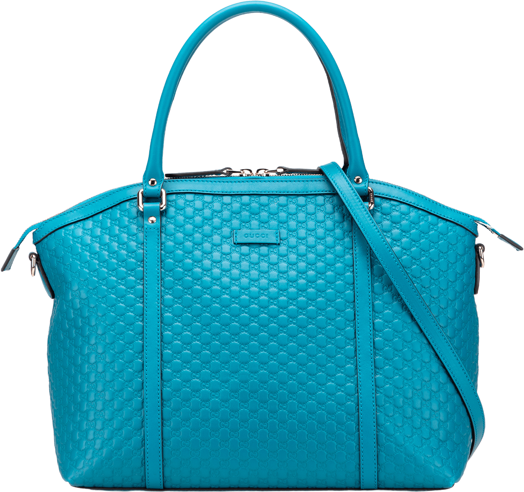 Gucci Large Microguccissima Dome Satchel, från Luxclusif, i färgen turquoise.