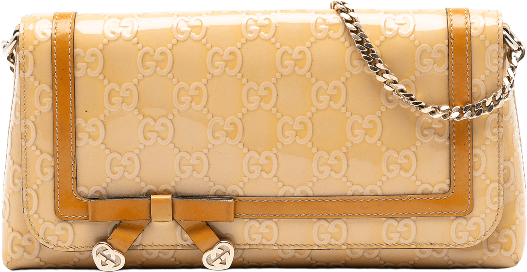 Gucci Guccissima Patent Mayfair Shoulder Bag, från Luxclusif, i färgen beige.